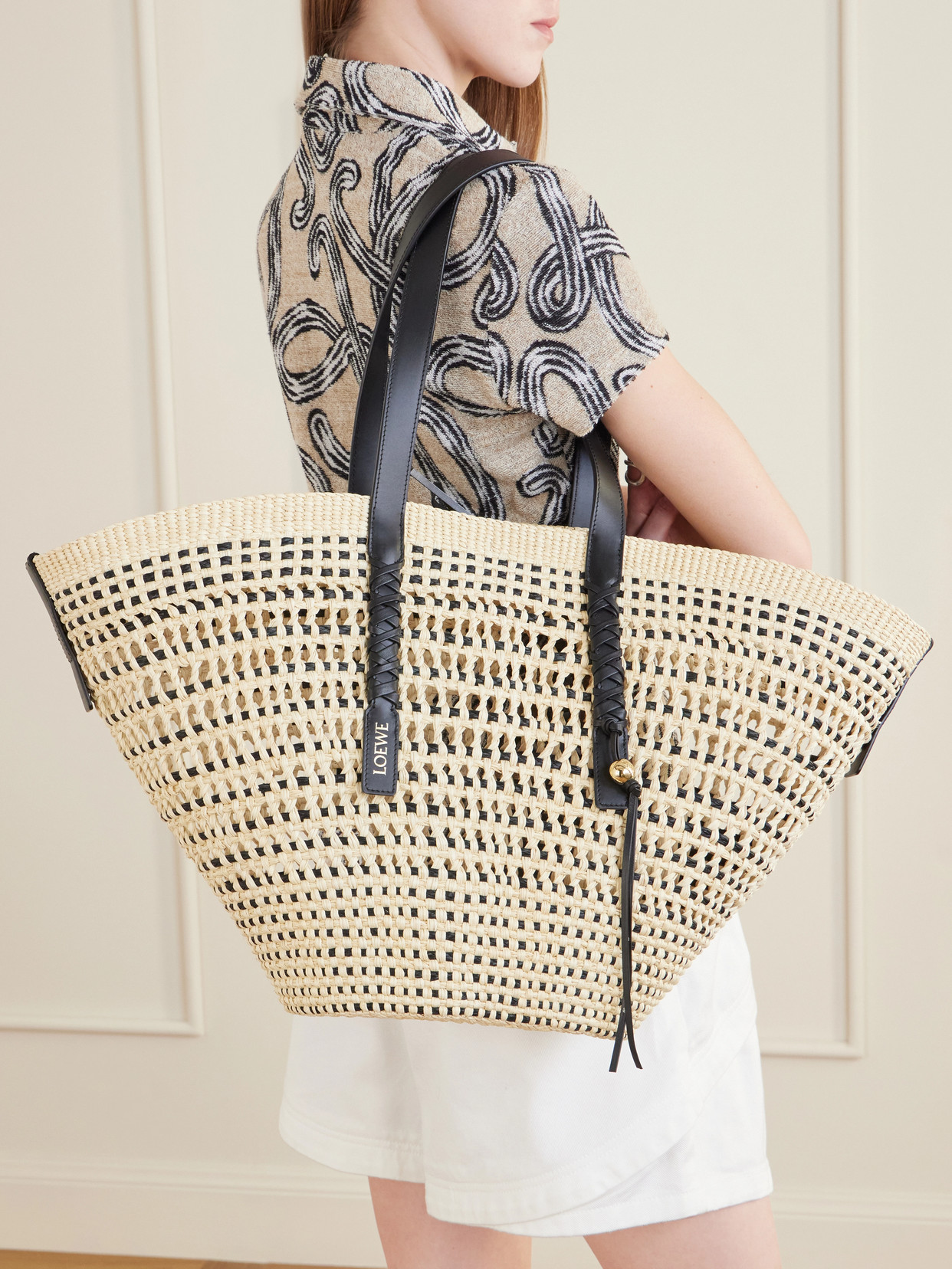 + Paula'S Ibiza Leather-Trimmed Iraca Tote