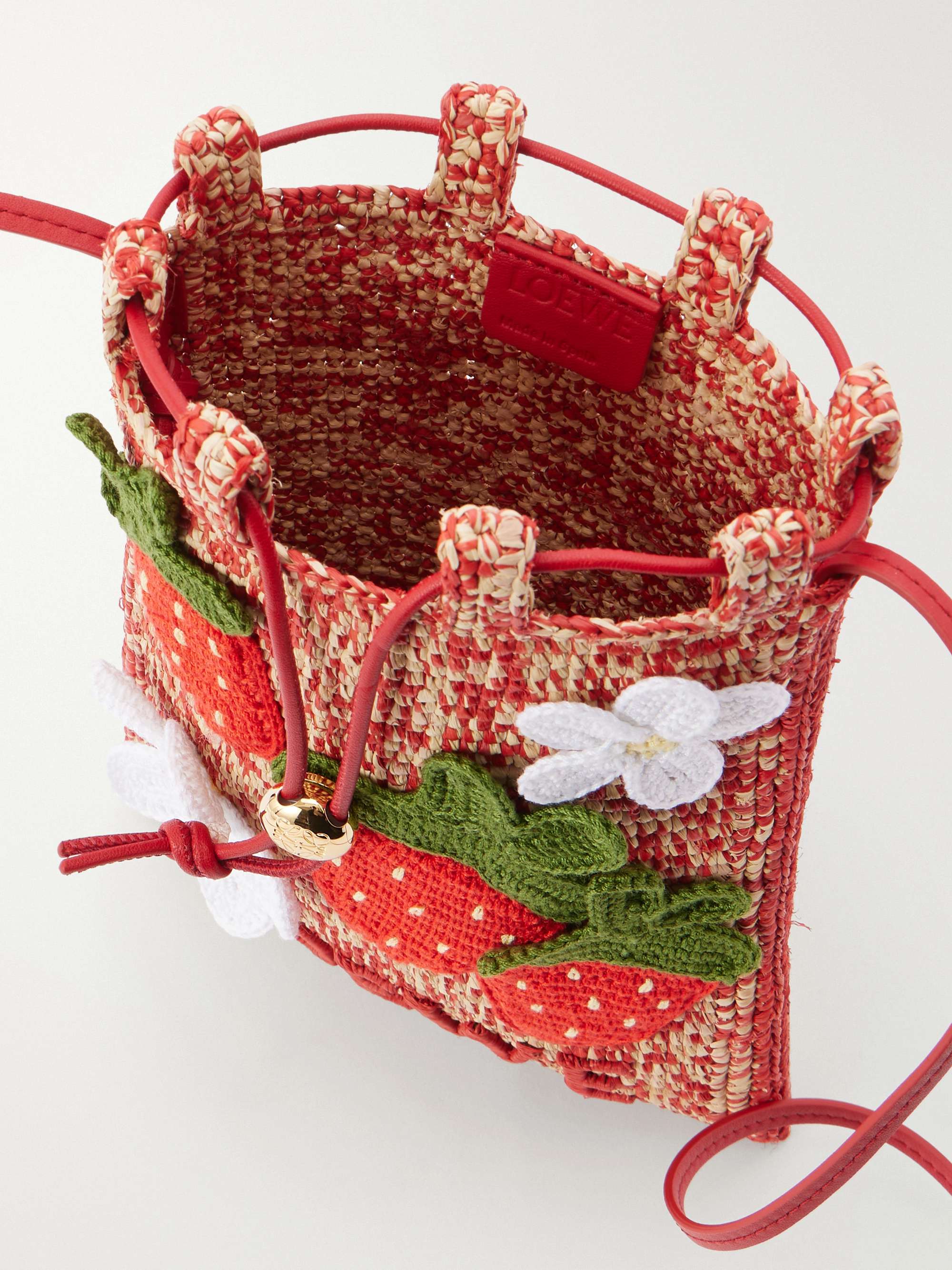 LOEWE + Paula's Ibiza leather-trimmed embroidered woven raffia