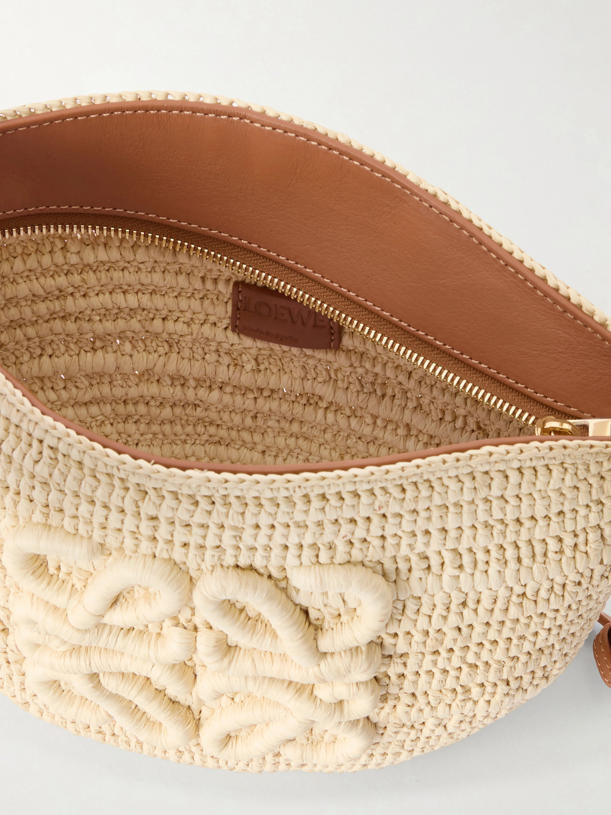 + Paula'S Ibiza Eclipse Leather-Trimmed Raffia Shoulder Bag