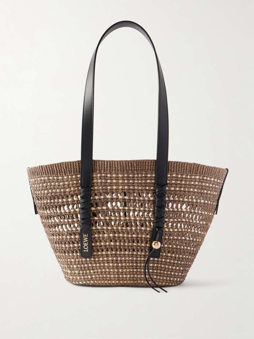 Loewe + Paula's Ibiza Braid Medium Leather-trimmed Raffia Tote
