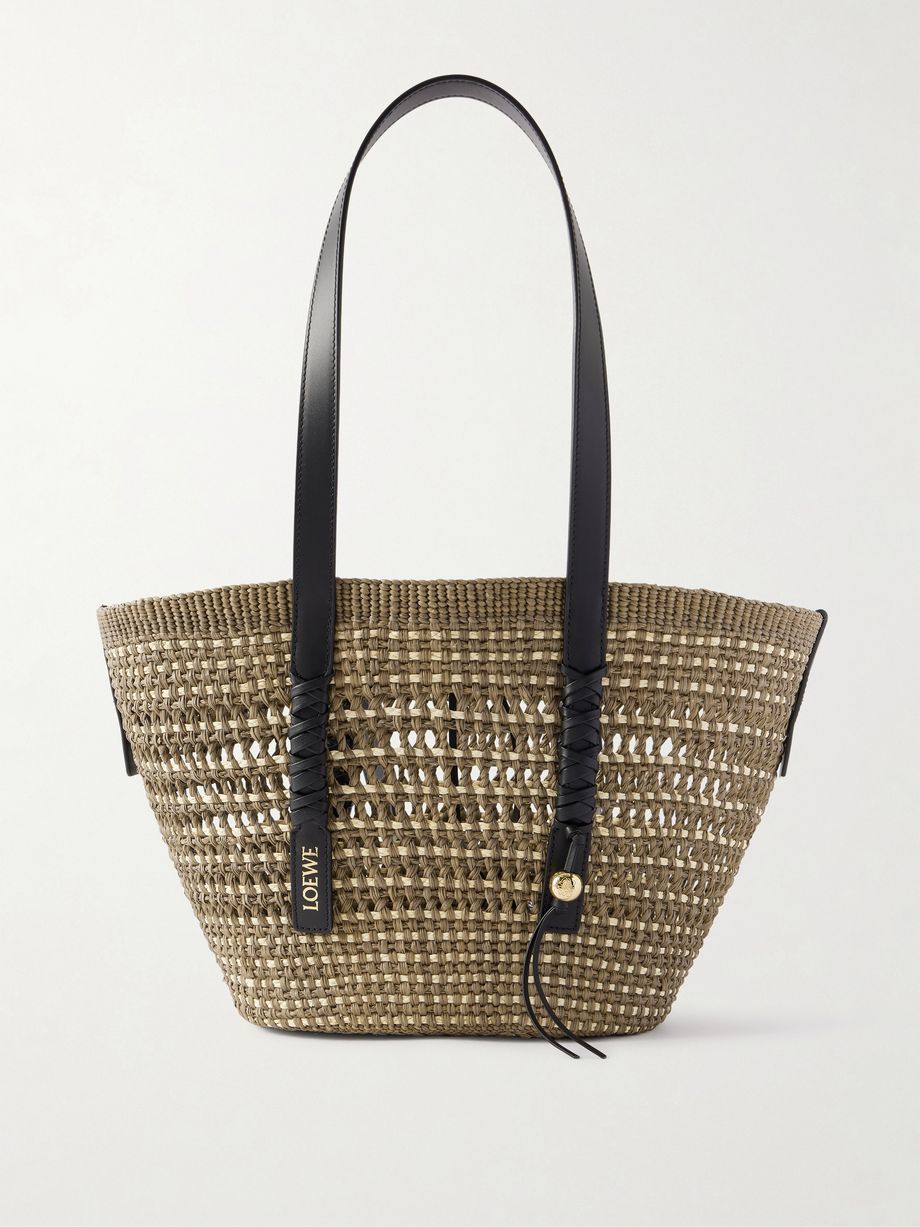 + Paula's Ibiza Braid medium leather-trimmed raffia tote