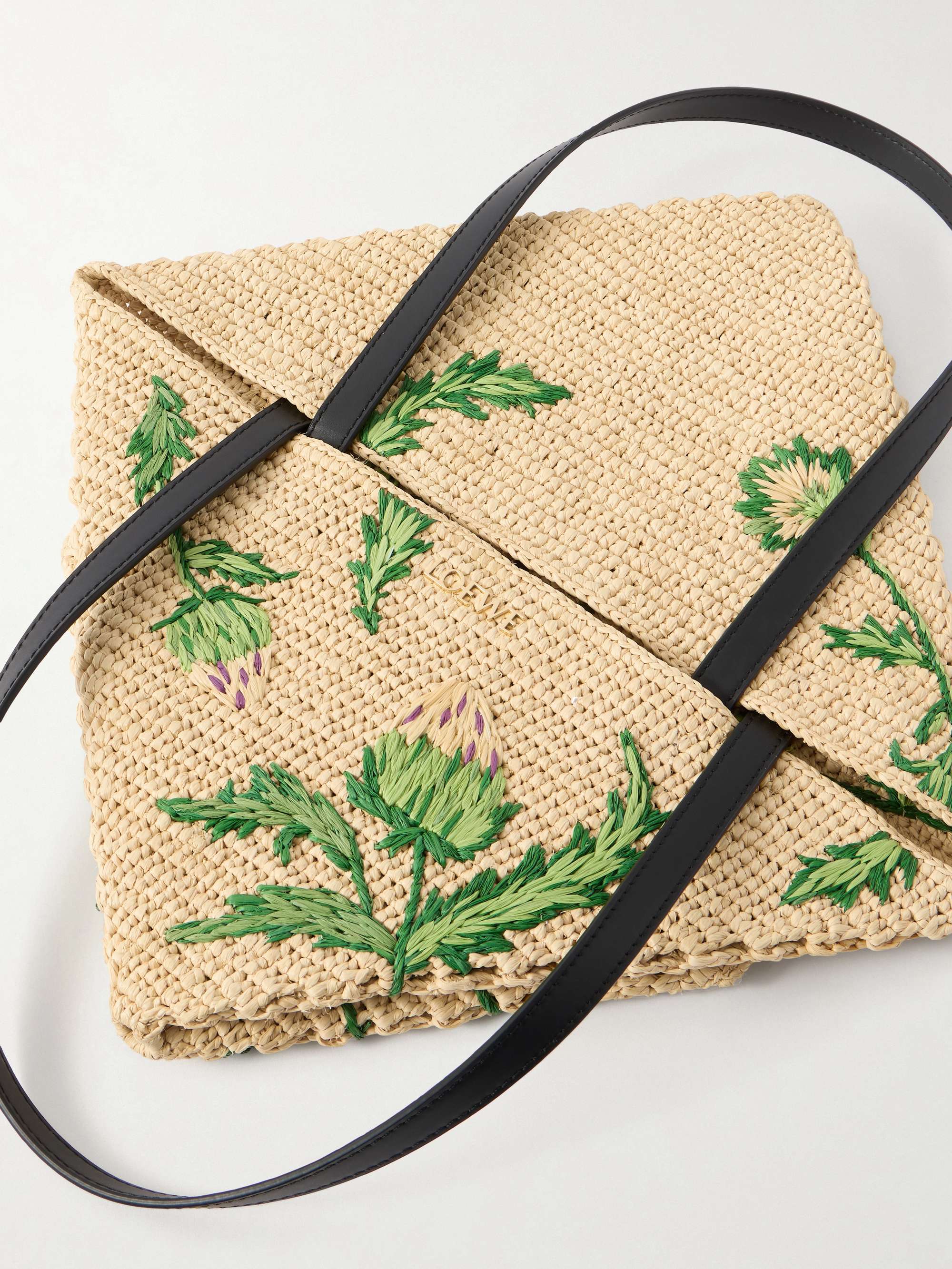 LOEWE + Paula's Ibiza Puzzle Fold leather-trimmed raffia tote bag