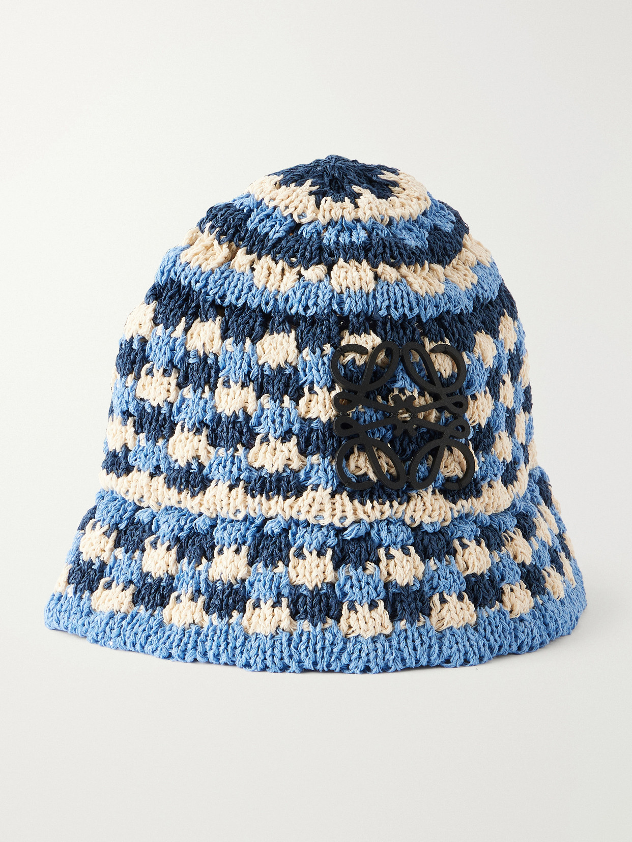 Loewe + Paula's Ibiza Logo-appliquéd Crocheted Paper-blend Bucket Hat In Blue
