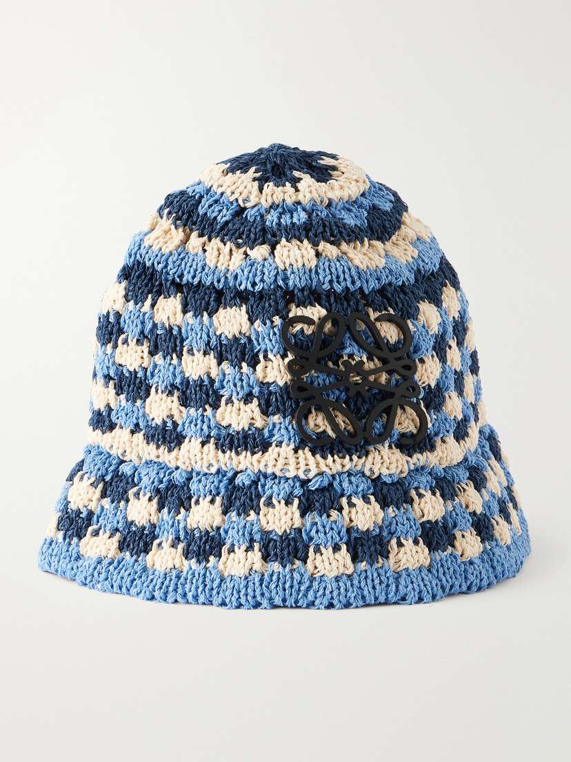 Loewe + Paula's Ibiza Anagram Appliquéd Crocheted Paper-blend Bucket Hat
