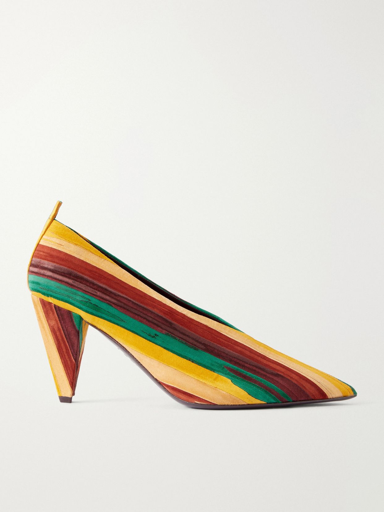 Origami 85 Striped Suede Pumps