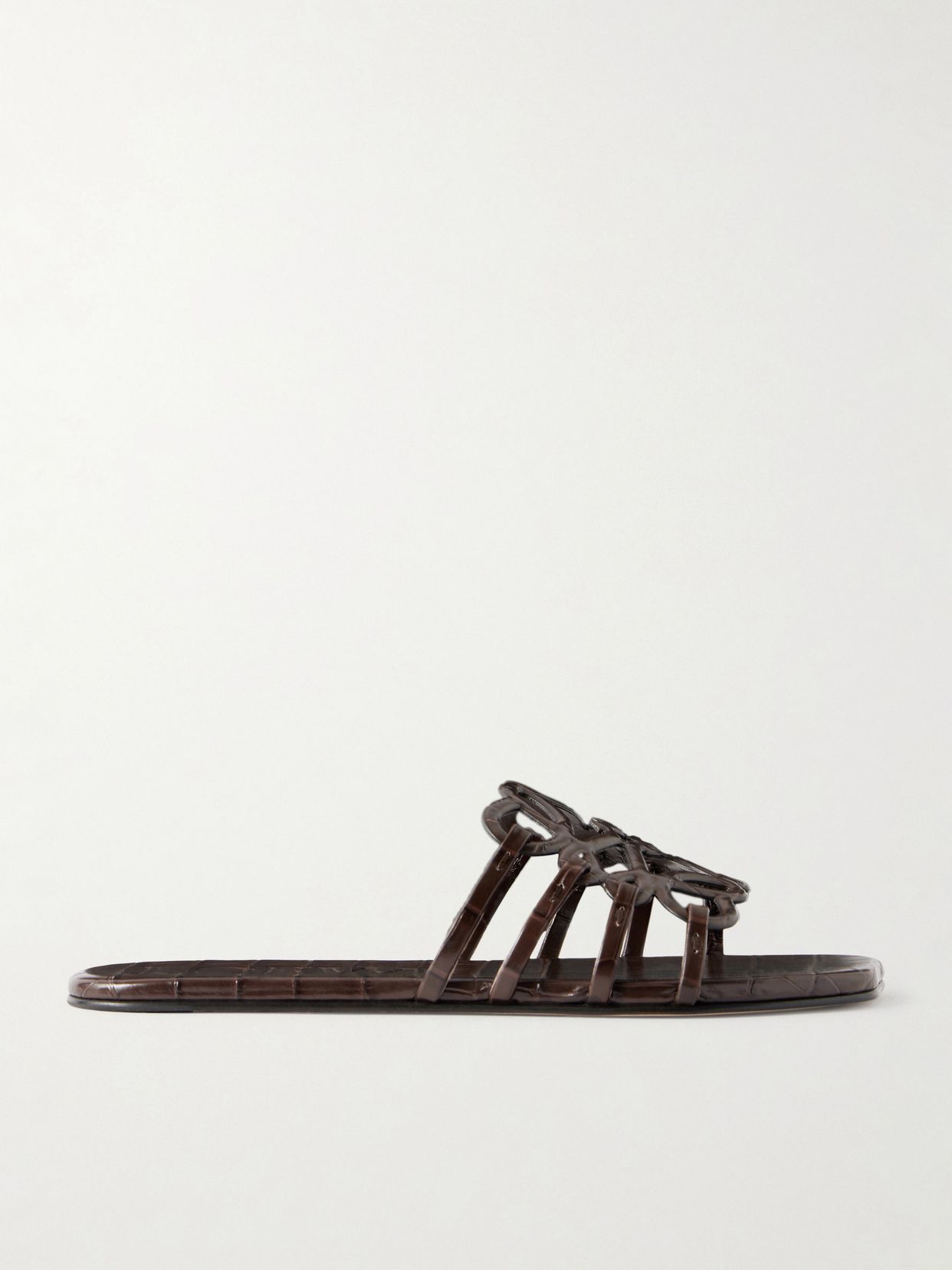 petal anagram croc effect leather slides