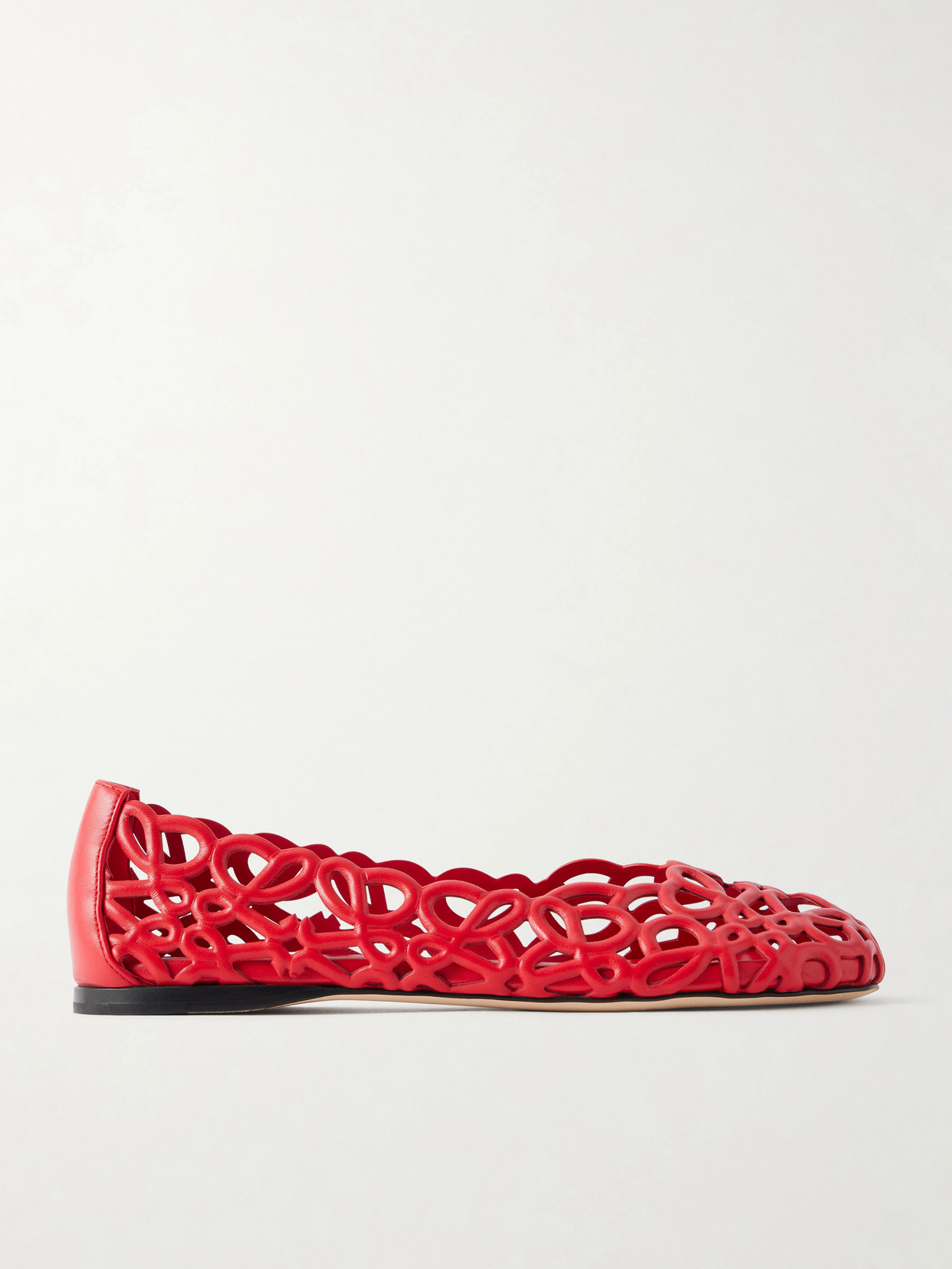 Loewe Petal Anagram Leather Ballet Flats In Red
