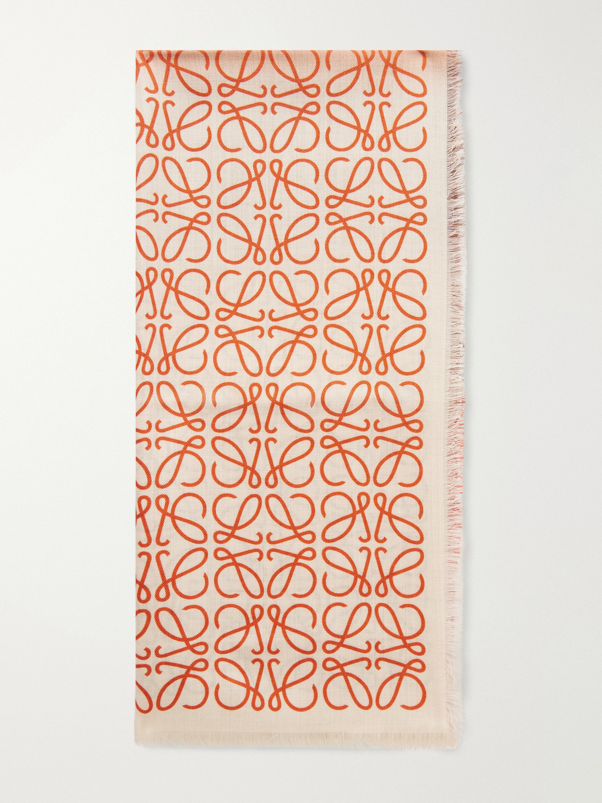Loewe Anagram-intarsia Wool, Silk And Cashmere-blend Scarf In Orange