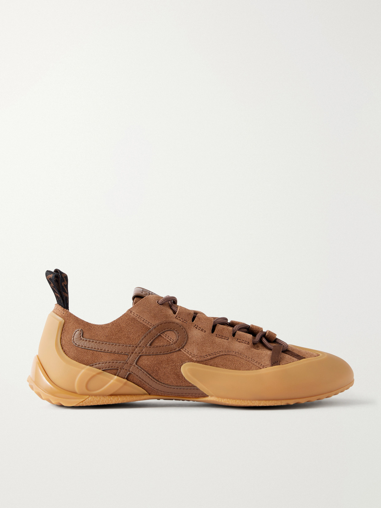 Loewe Grip Logo-detailed Leather-trimmed Suede And Tpu Sneakers In Brown