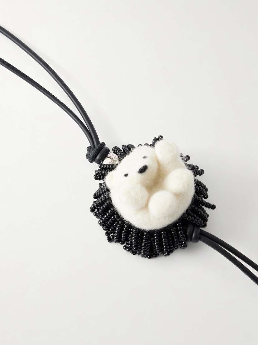 Loewe Hedgehog Bead-embellished Wool-felt And Leather Bag Charm | Thumbnail 4 Loewe Hedgehog Bead-embellished Wool-felt And Leather Bag Charm | Thumbnail 4