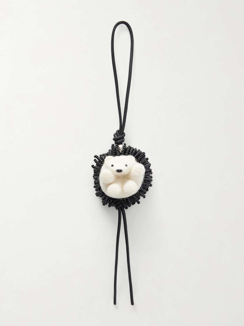 Loewe Hedgehog Bead-embellished Wool-felt And Leather Bag Charm