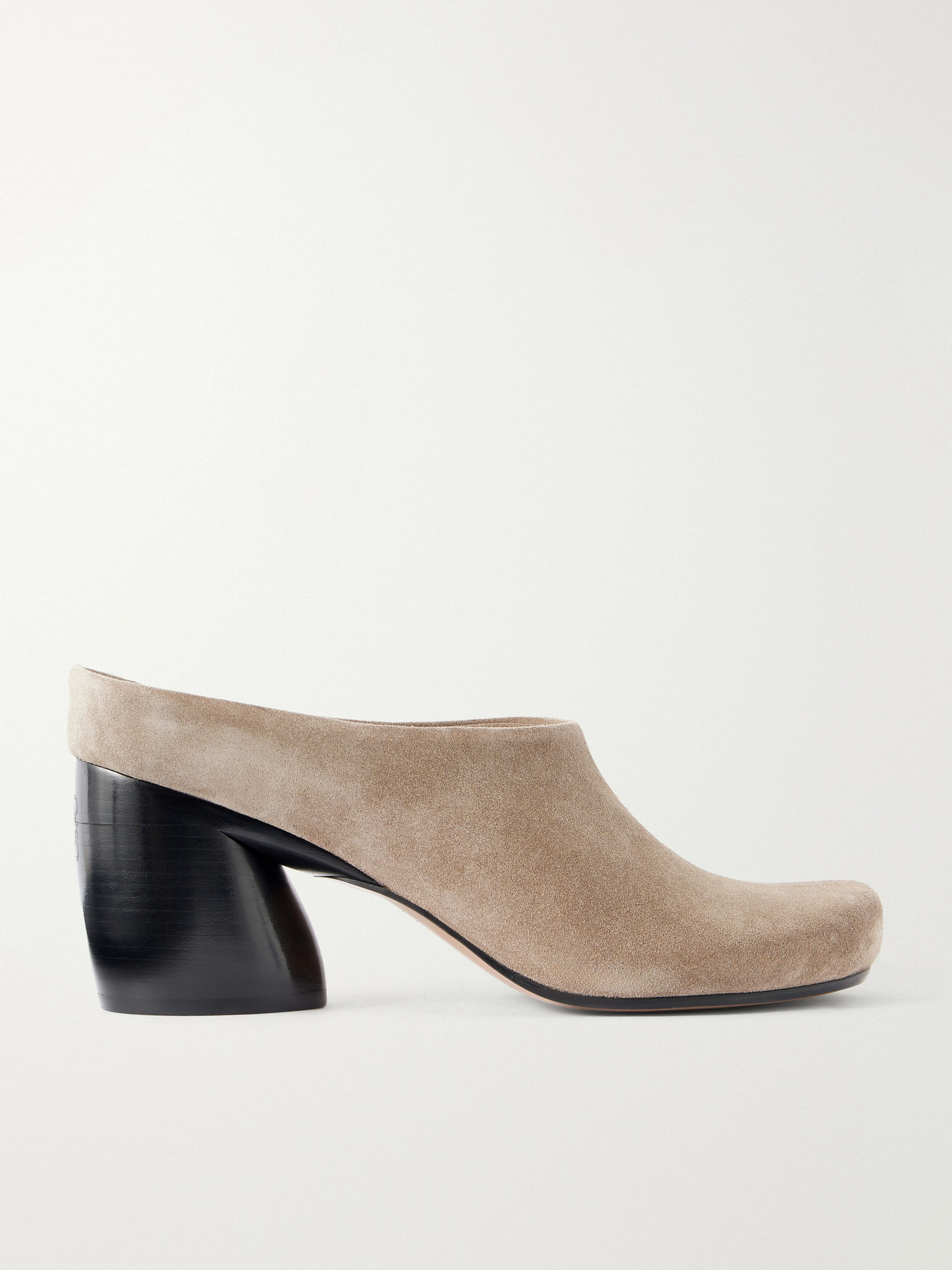Loewe Oval 70 Suede Mules In Neutrals