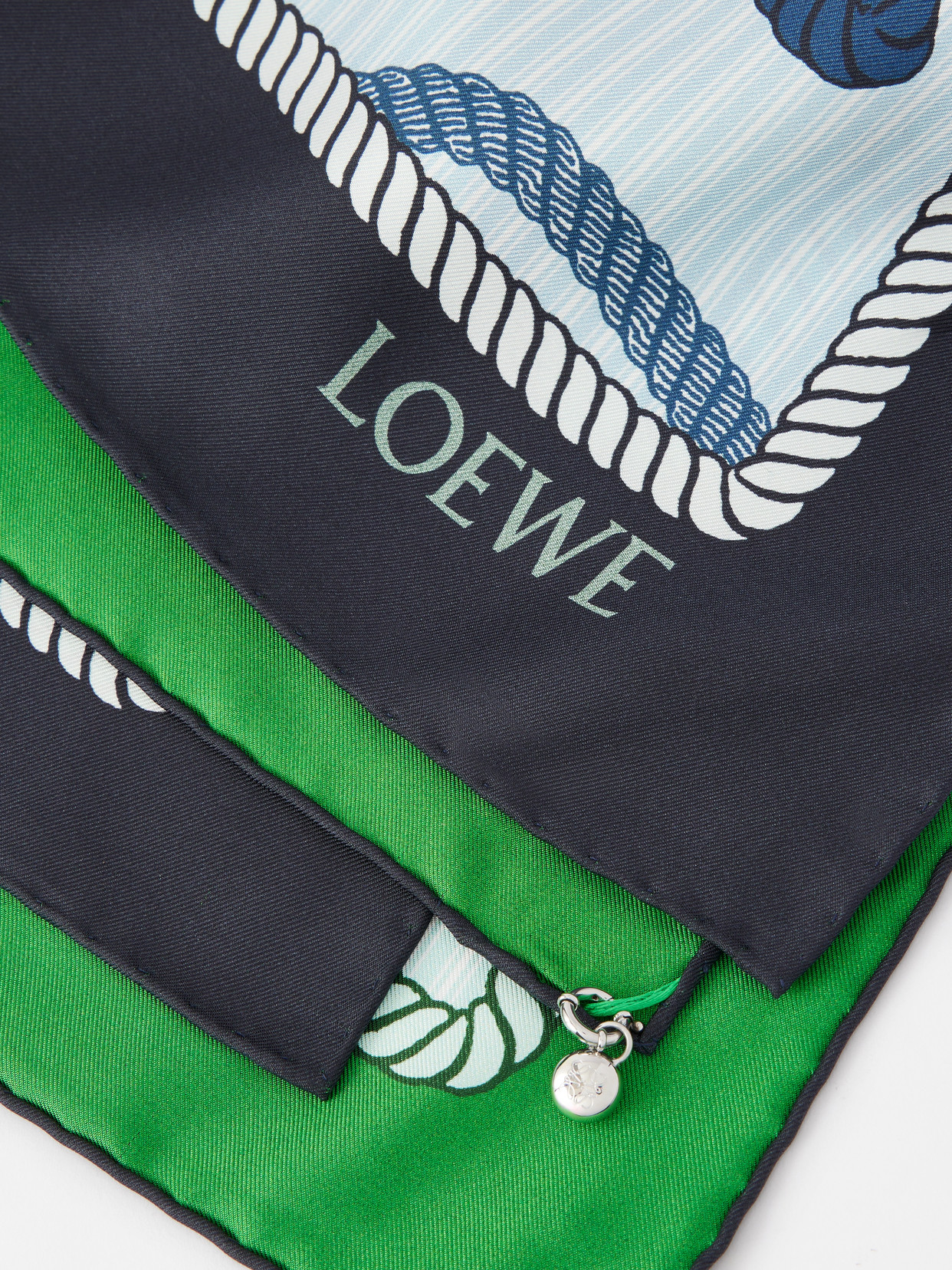 Loewe Printed Silk Scarf In Blue