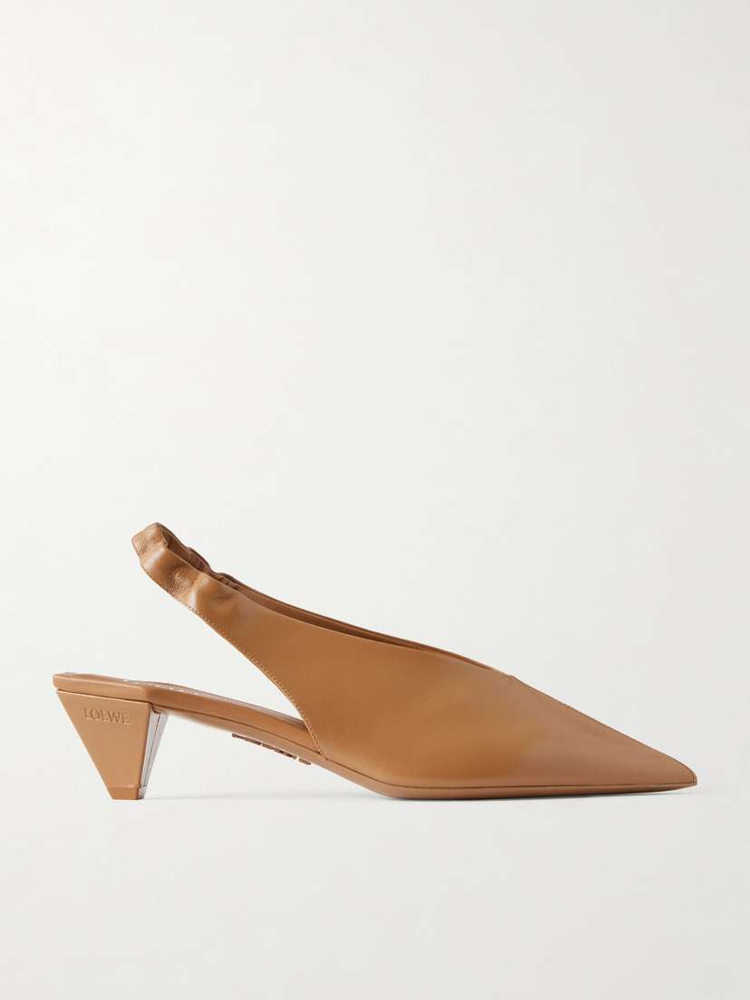 Loewe Origami 45 Leather Slingback Pumps