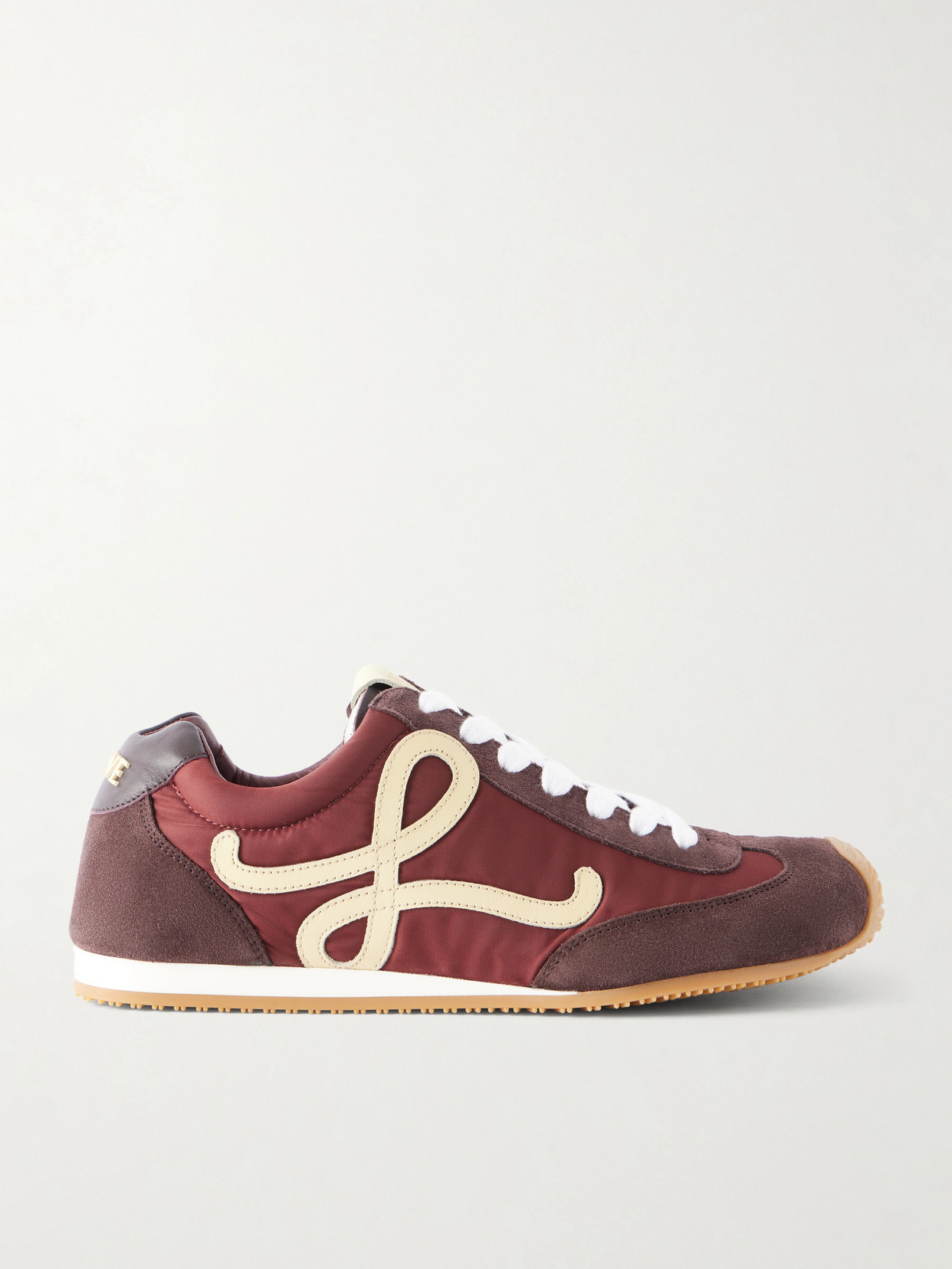 Loewe Ballet Runner 2.0 Logo-appliquéd Suede-trimmed Shell Sneakers In Burgundy