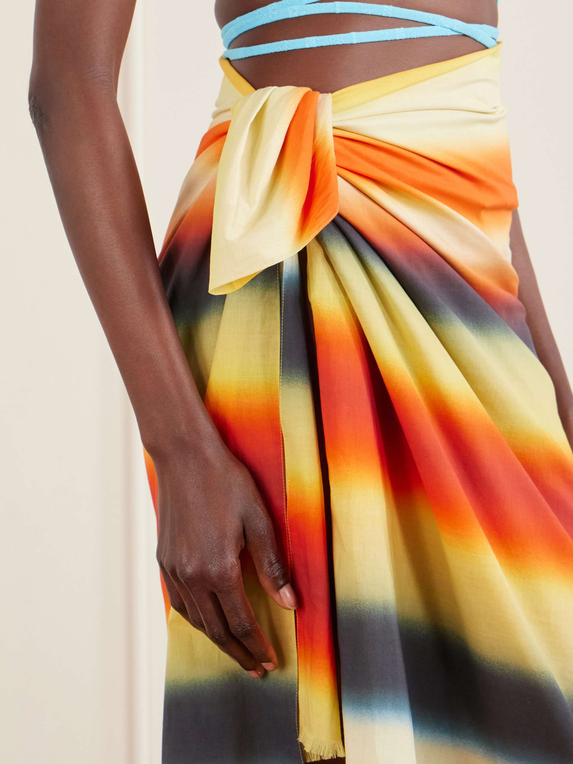 LOEWE + Paula's Ibiza fringed striped cotton-voile scarf | NET-A