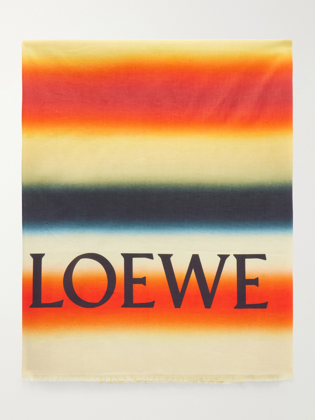 Loewe + Paula's Ibiza Fringed Striped Cotton-voile Scarf In Multi