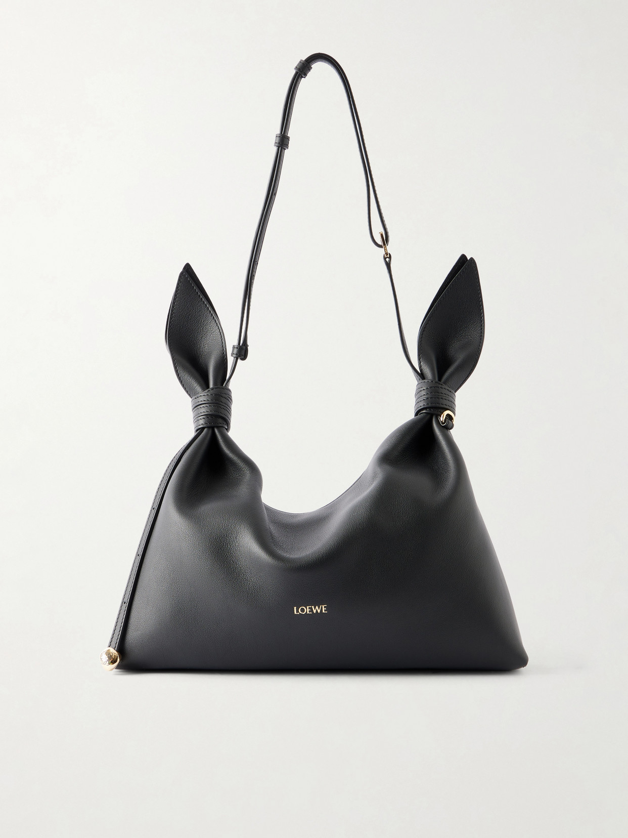 Loewe Scarf Medium Knot-detailed Leather Shoulder Bag In Black