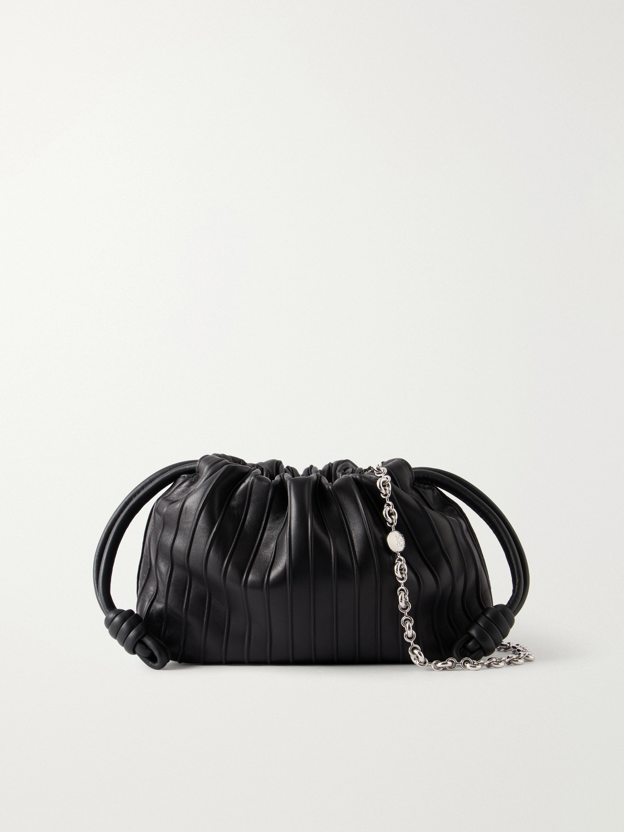Loewe Flamenco Pleated Leather Shoulder Bag In Black