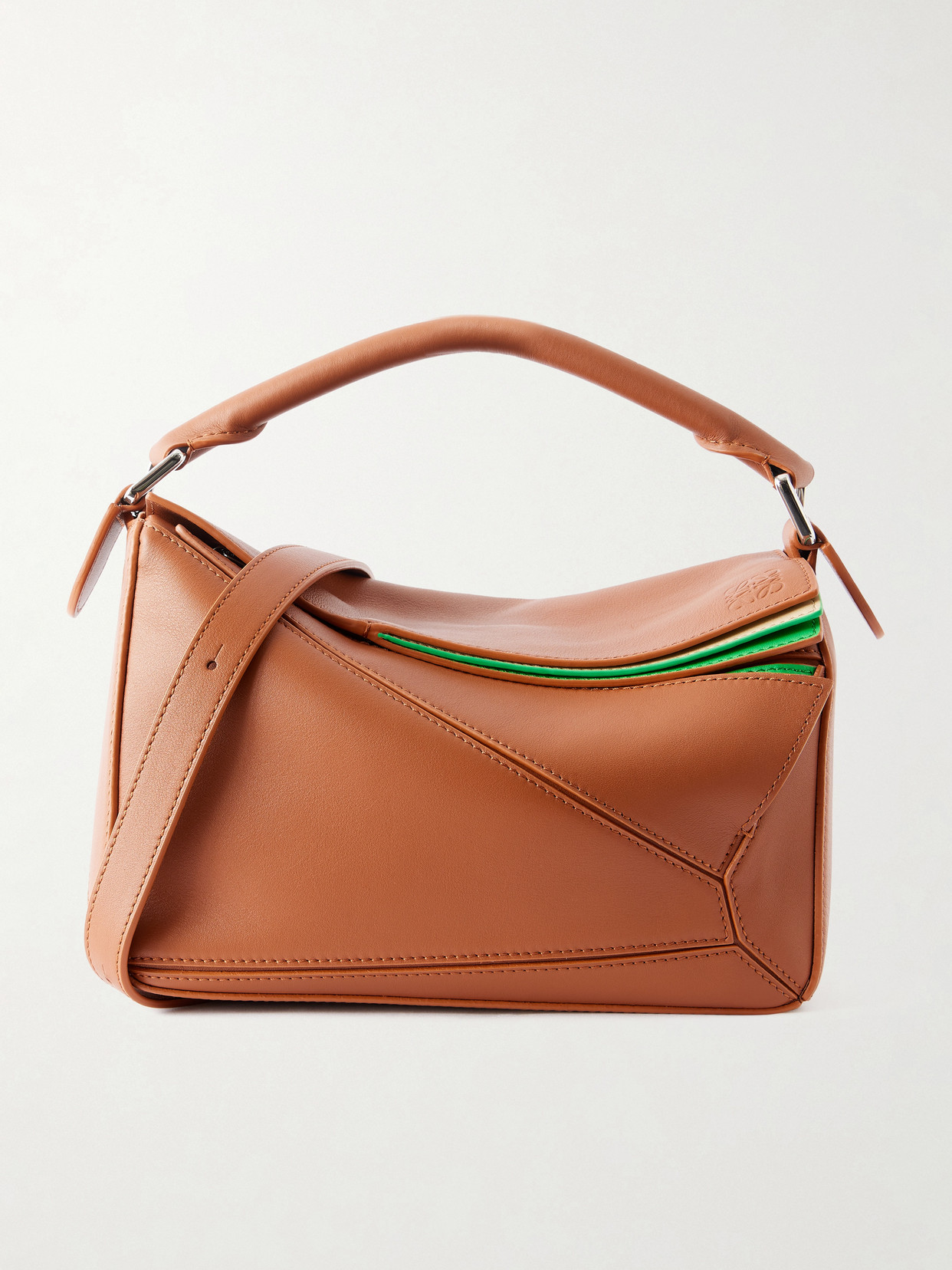 Loewe Puzzle Layers Small Leather Shoulder Bag In Brown
