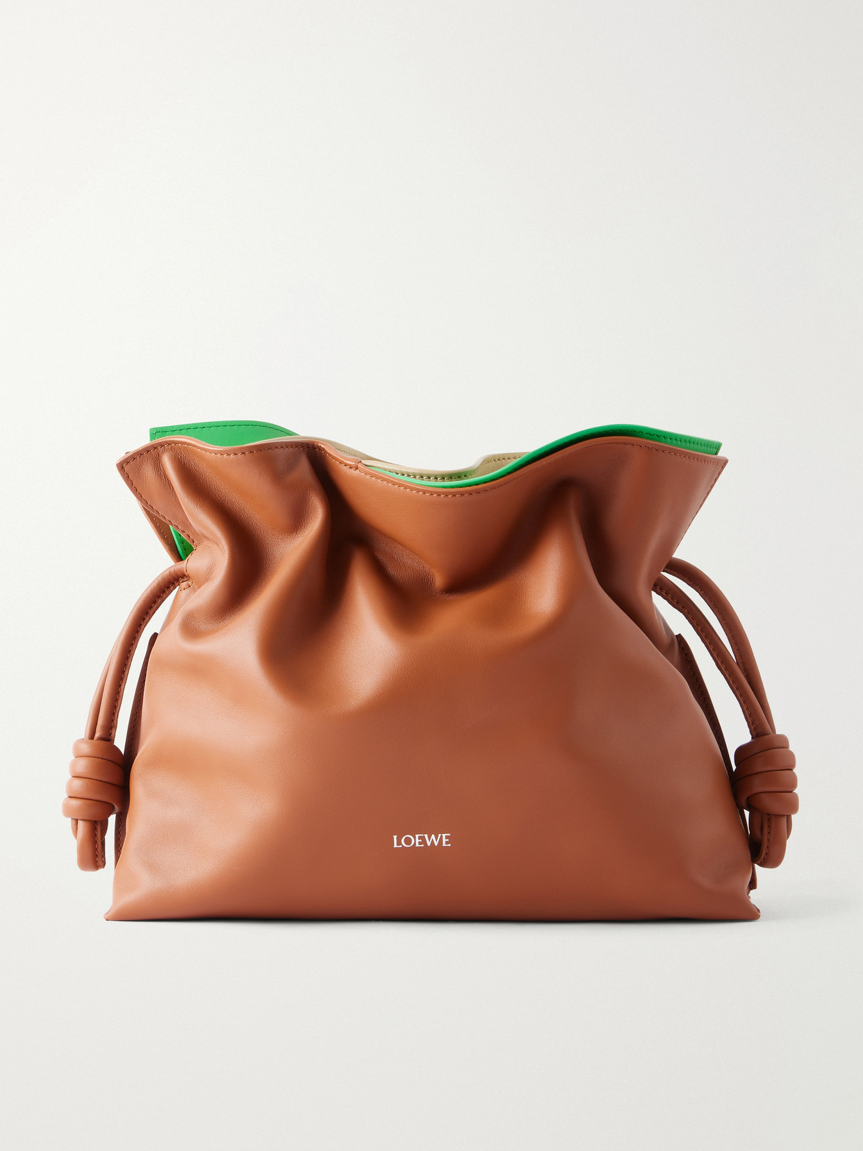Loewe Flamenco Layers Medium Leather Clutch In Brown