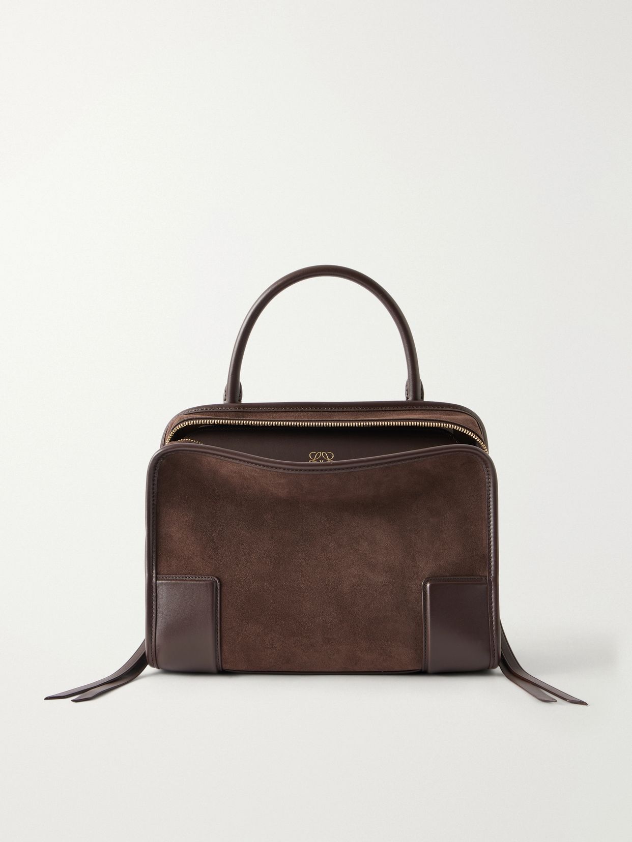 Amazona 180 medium leather-trimmed suede tote