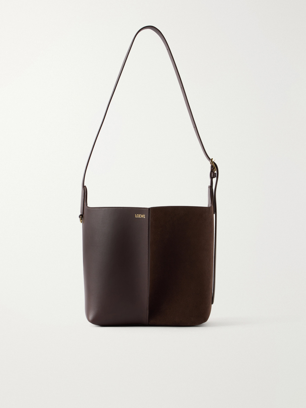 Loewe Bilbao Suede And Leather Tote In Brown