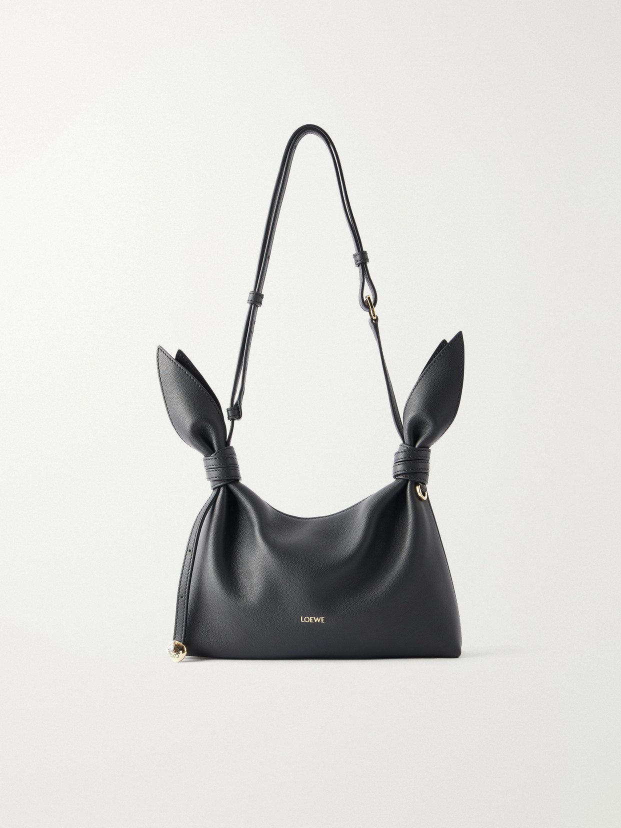Loewe Scarf Mini Knotted Leather Shoulder Bag In Black
