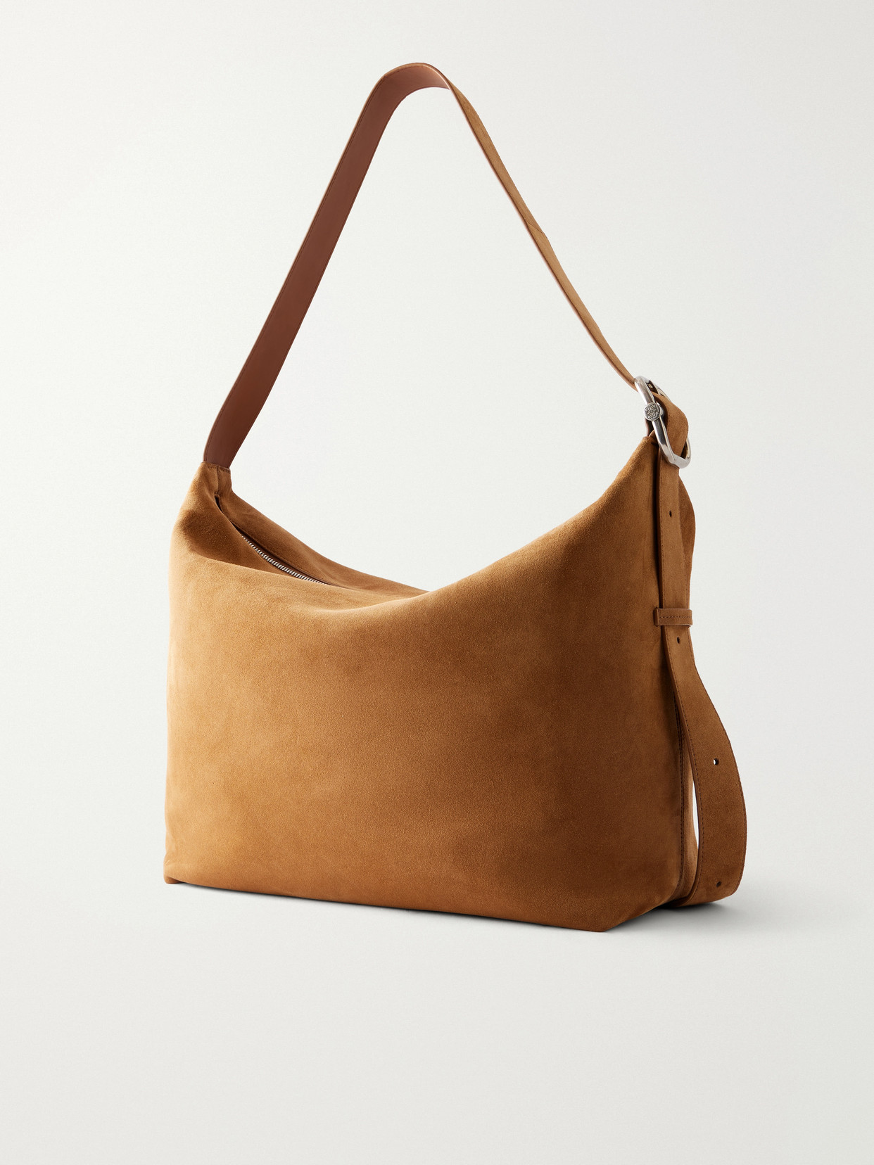 Loewe Loop Large Suede Shoulder Bag In Brown