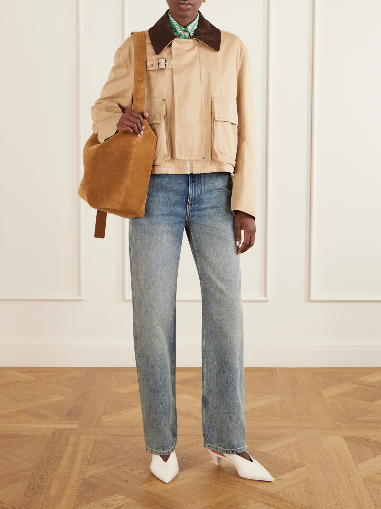 Loewe Loop Large Suede Shoulder Bag In Brown
