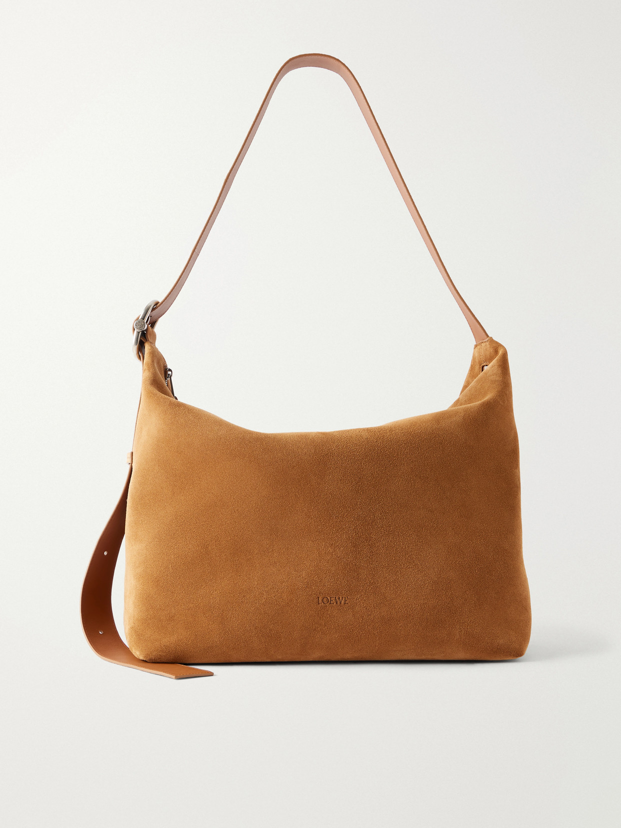 Loewe Loop Large Suede Shoulder Bag In Brown