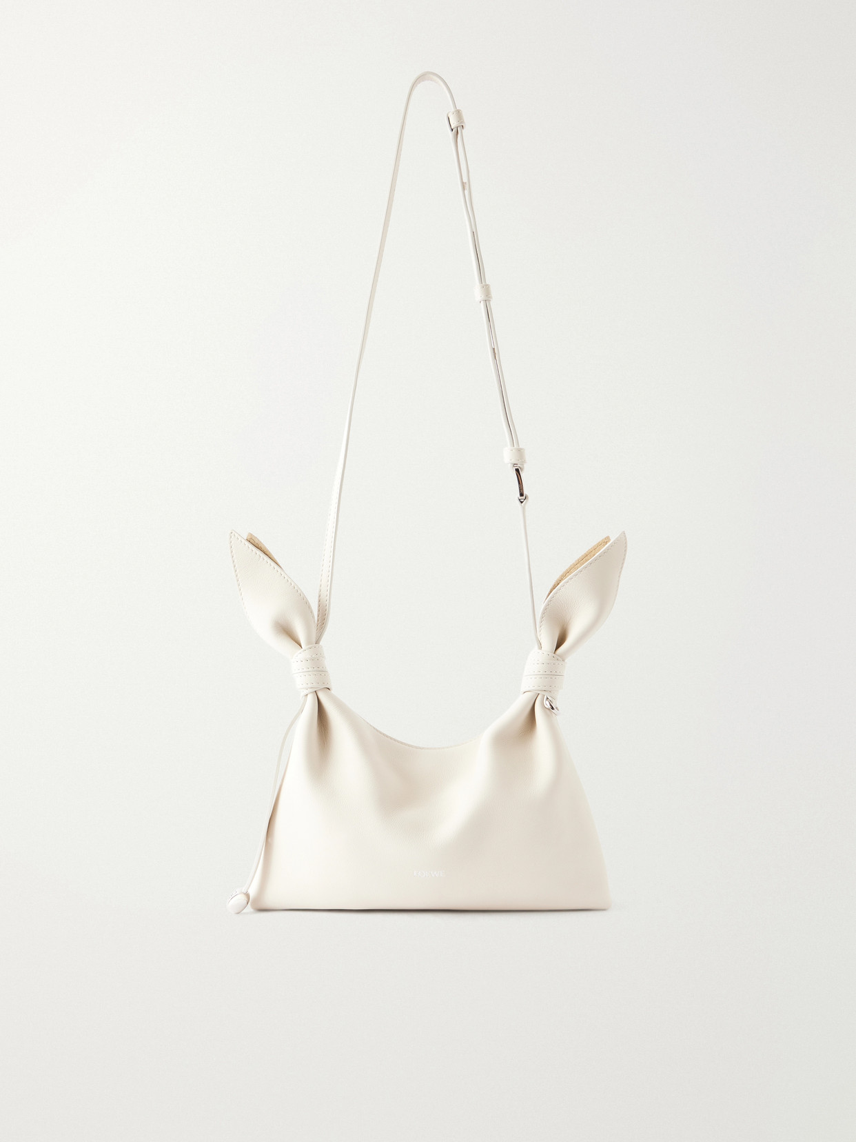 Loewe Scarf Mini Knot-detailed Leather Shoulder Bag In White