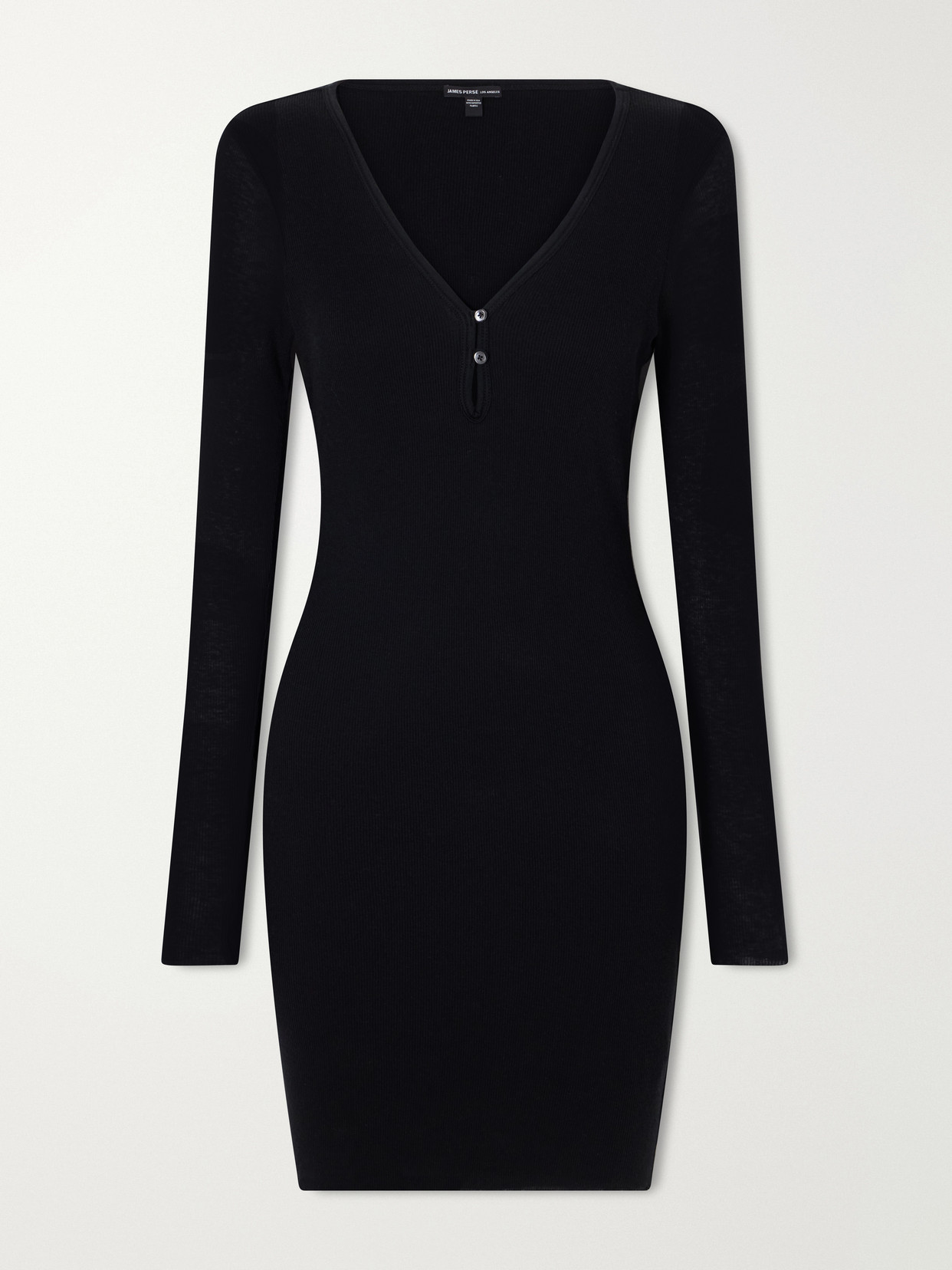 James Perse Ribbed Cotton And Cashmere-blend Mini Dress In Black