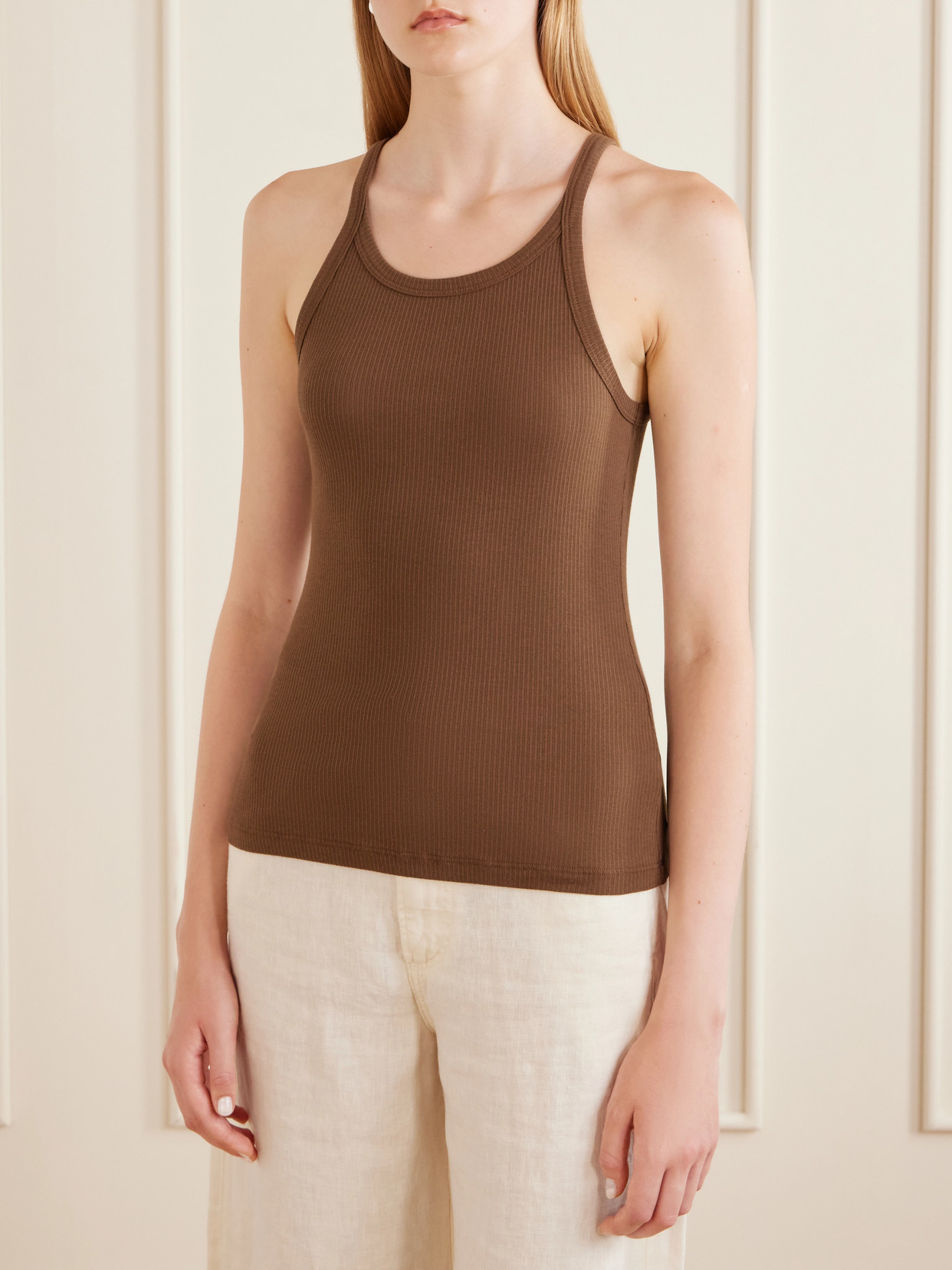 Ribbed Cotton-Blend Tank