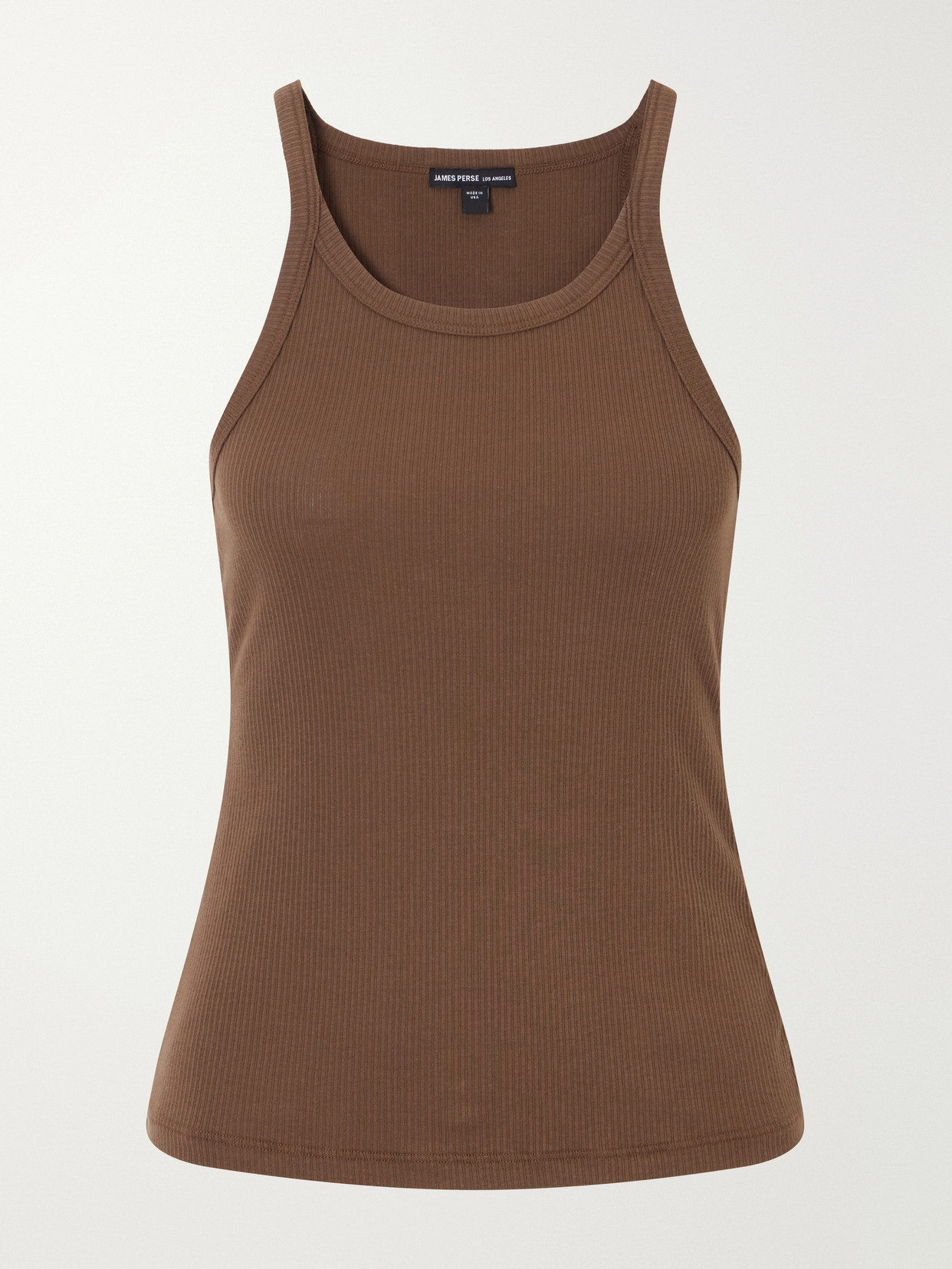 James Perse Ribbed Cotton-blend Tank In Brown