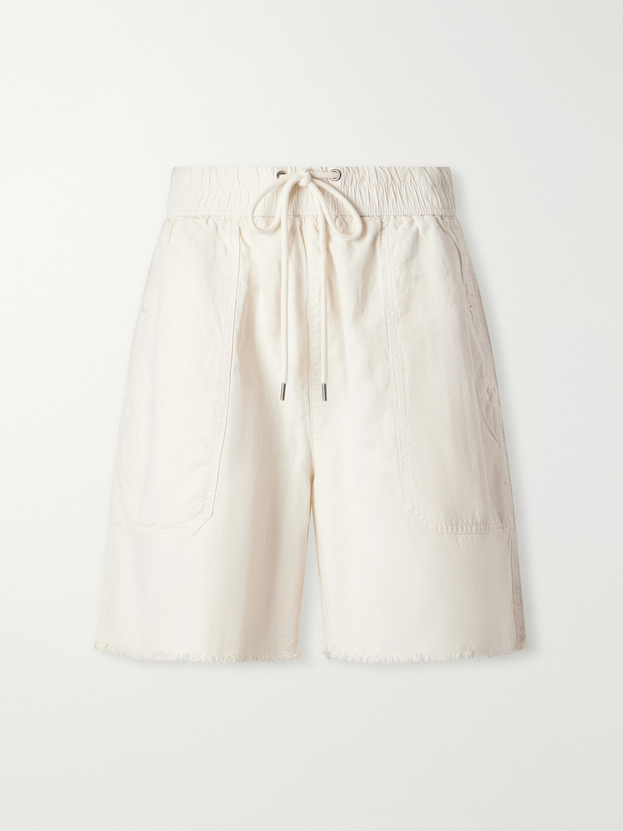 James Perse Lyocell, Linen And Cotton-blend High-rise Utility Shorts In Neutrals