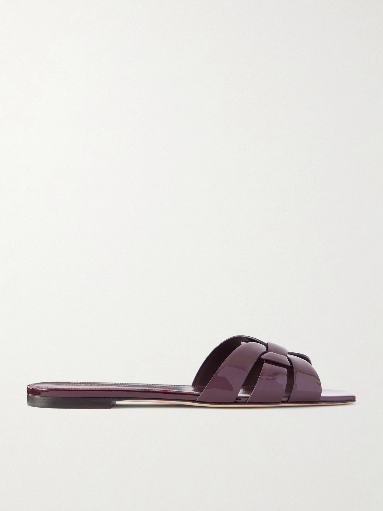 SAINT LAURENT - Tribute Patent-leather Slides - Burgundy