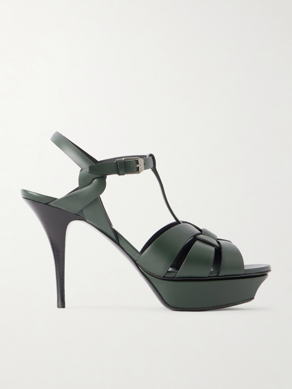 Tribute Woven Patent-Leather Platform Sandals