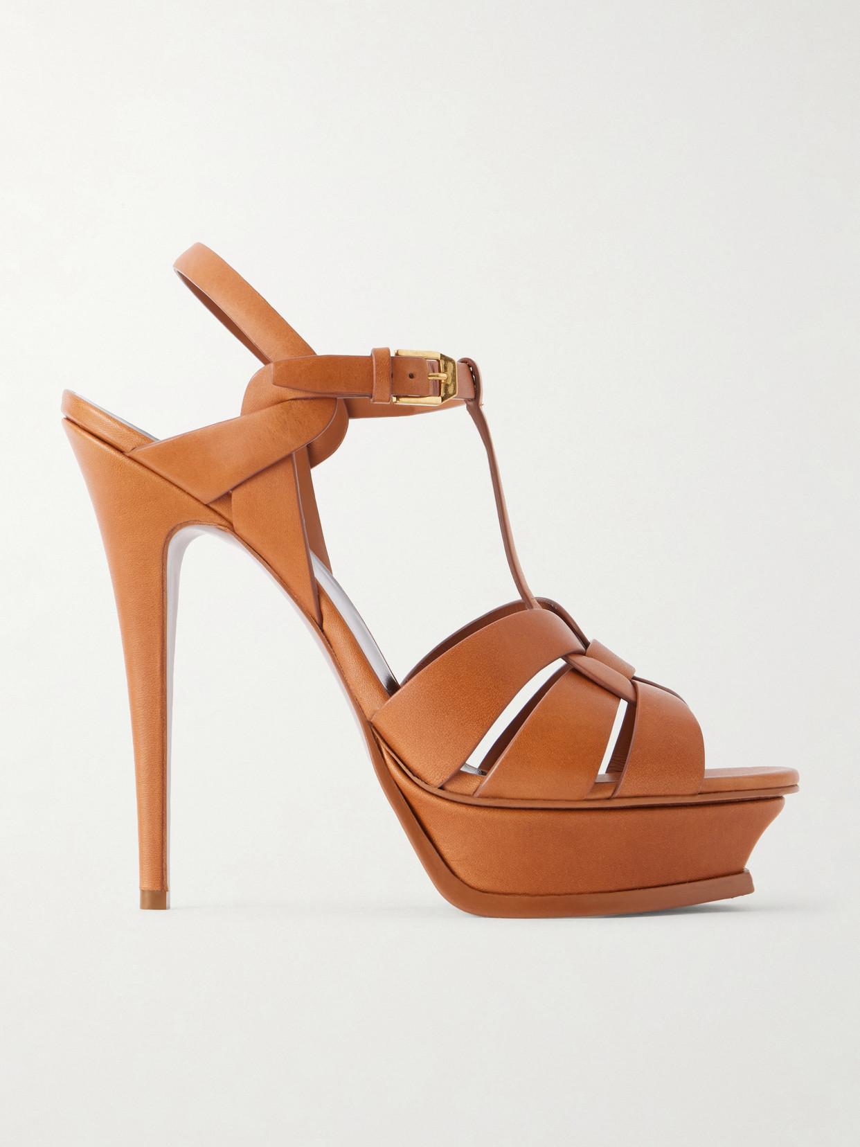 Tribute Woven Patent-Leather Platform Sandals