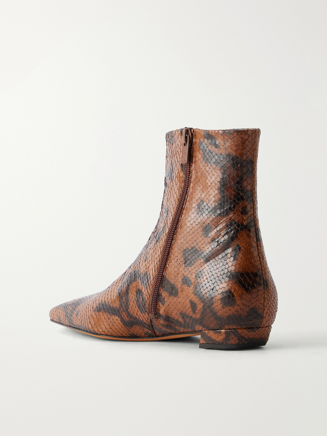 Proenza Schouler Trap Flat Ankle Boots In Embossed-python In Multi