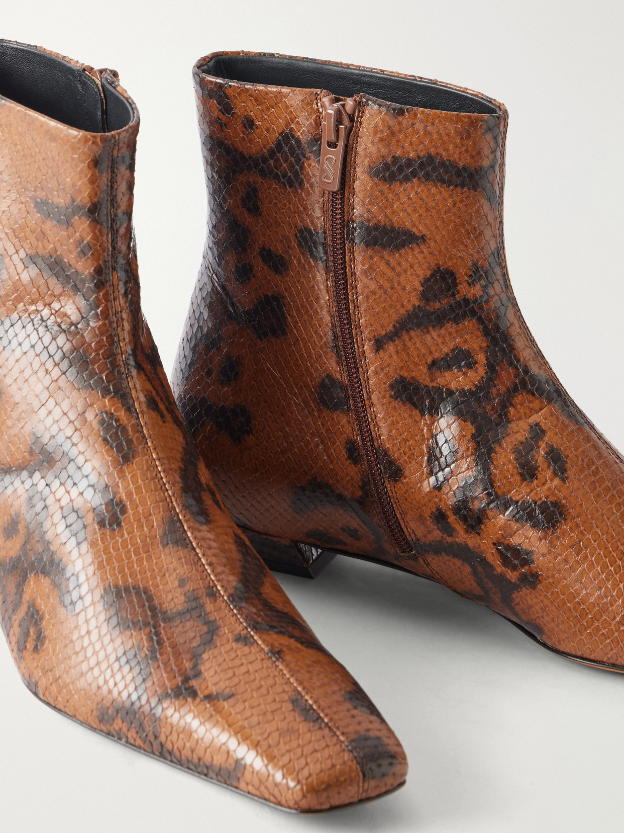 Proenza Schouler Trap Flat Ankle Boots In Embossed-python In Multi