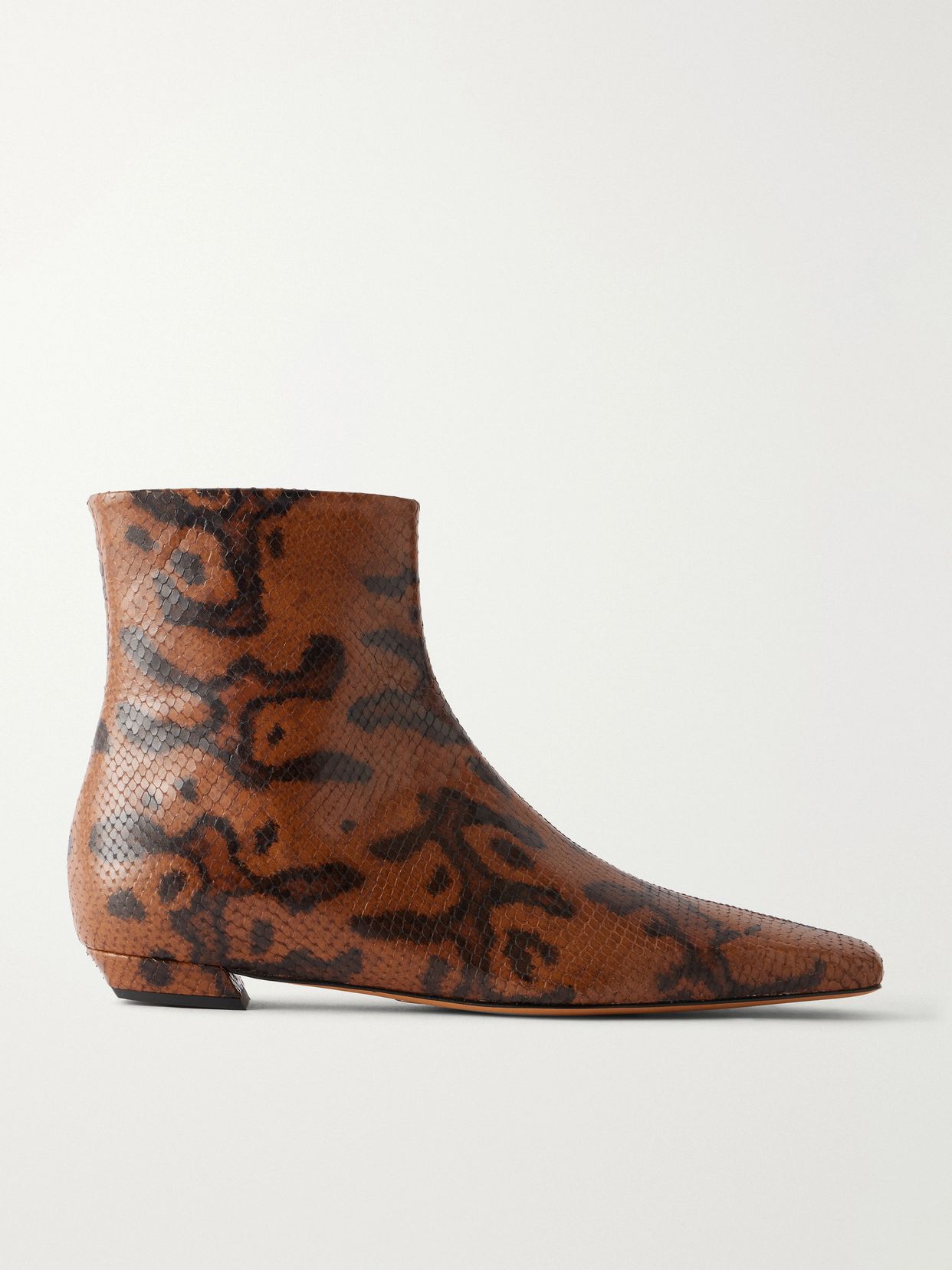 trap snake effect leather ankle boots