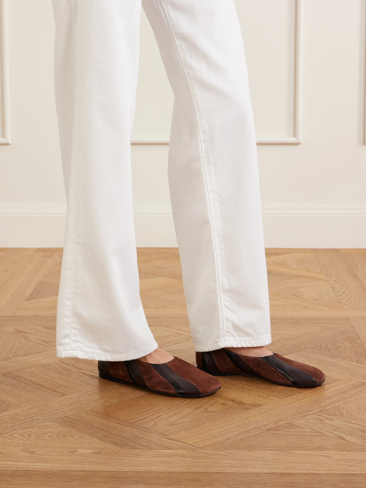Glove Paneled Leather And Ballet Flats