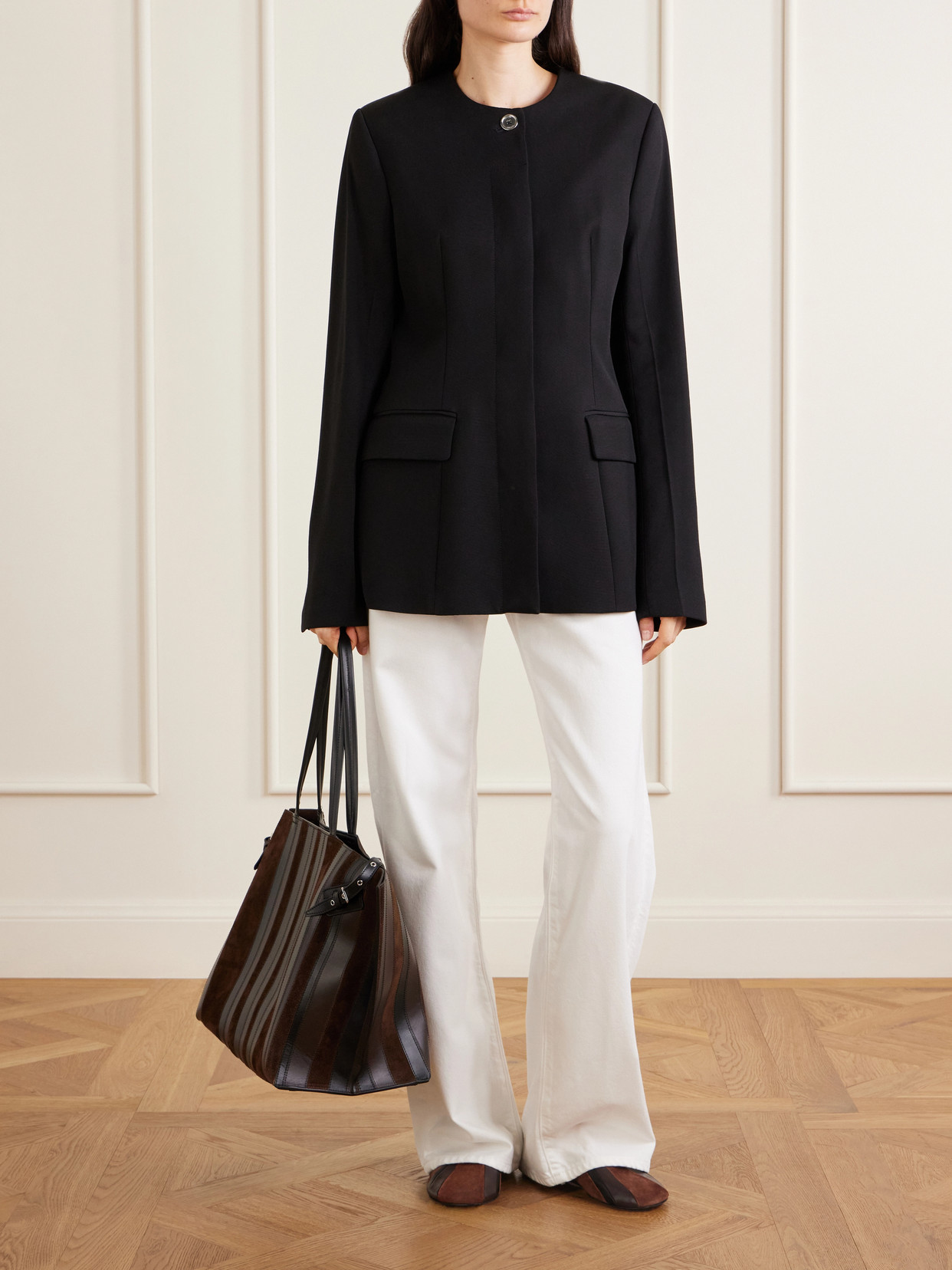 Glove Paneled Leather And Ballet Flats