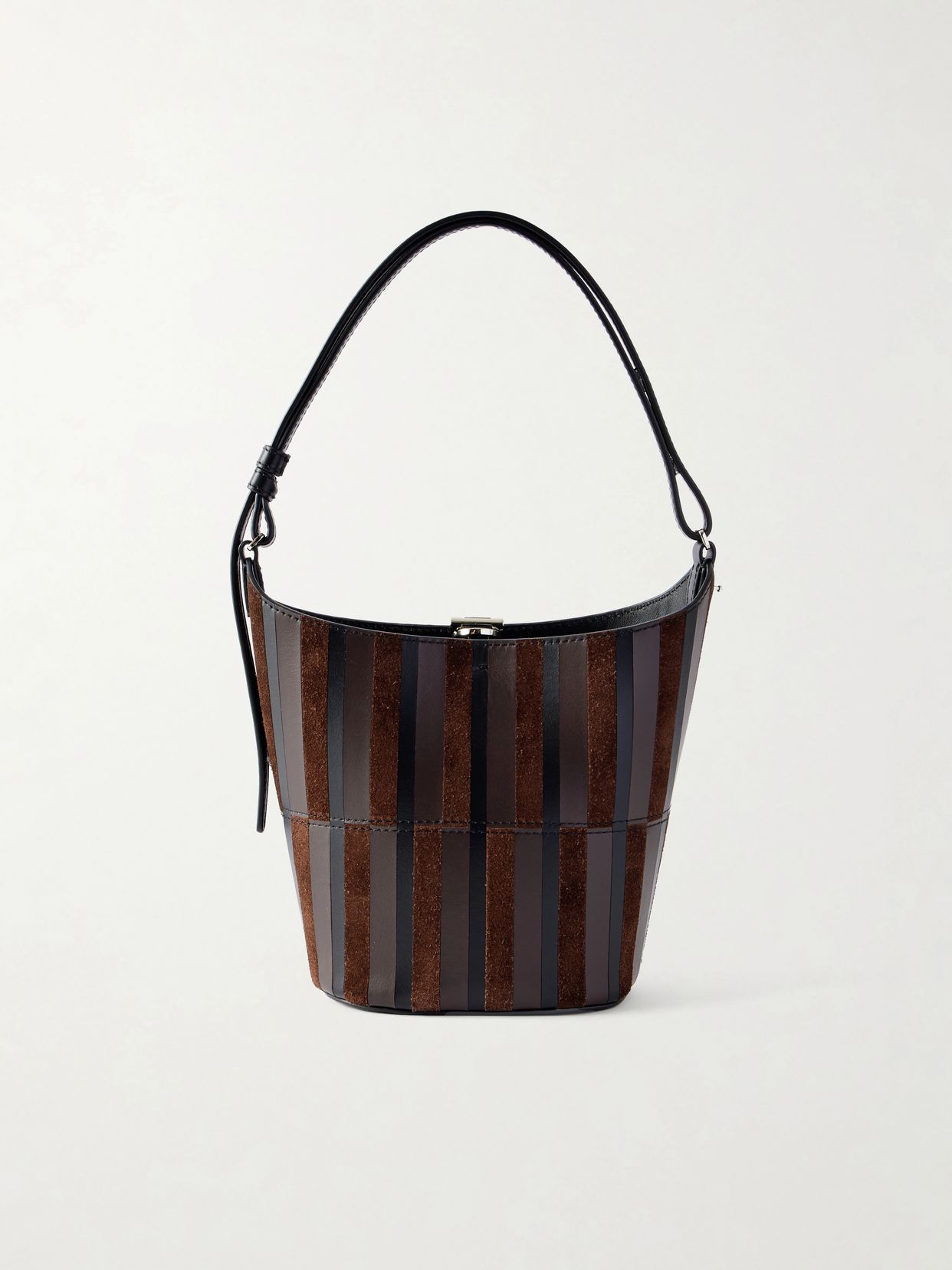 Mini Bucket intarsia leather and suede bag