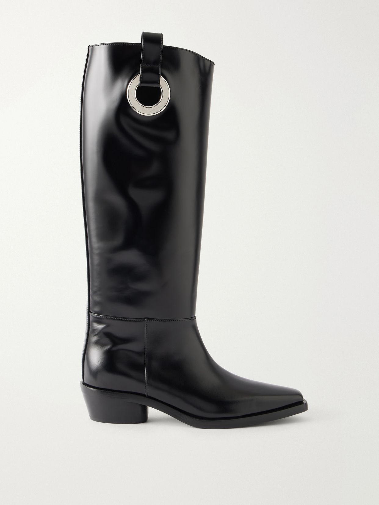 bronco grommet embellished leather knee boots