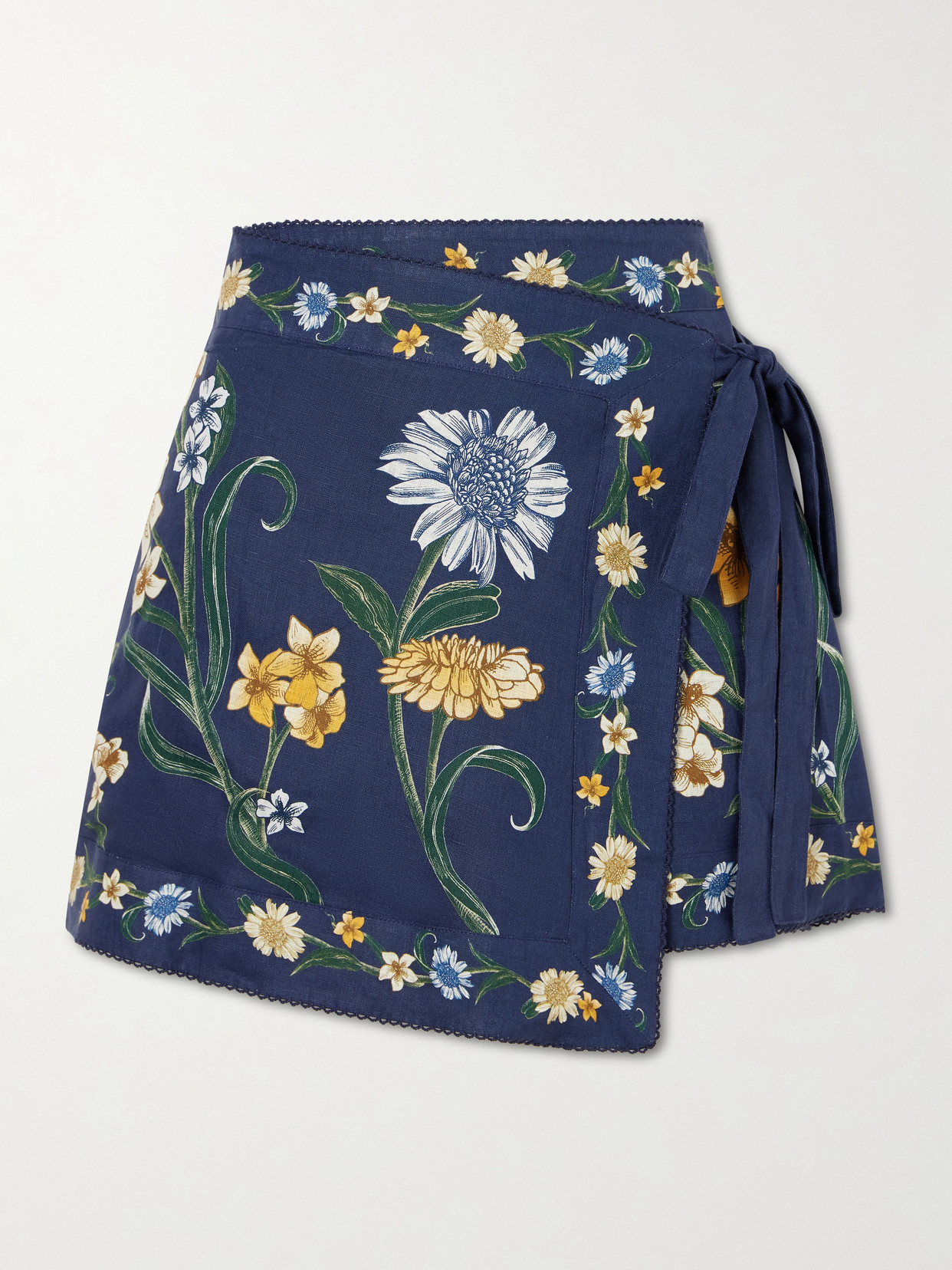 Agua By Agua Bendita Luna Floral-print Linen Pareo In Blue