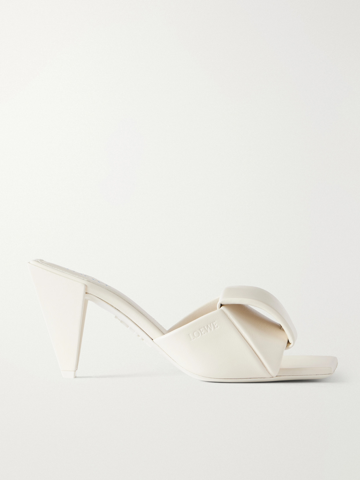 Loewe Origami Slide 85 Leather Sandals In White