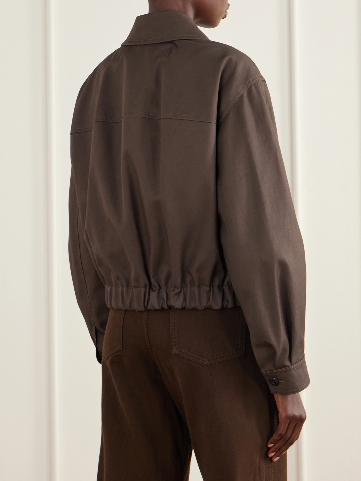 Gathered Cotton-Twill Jacket