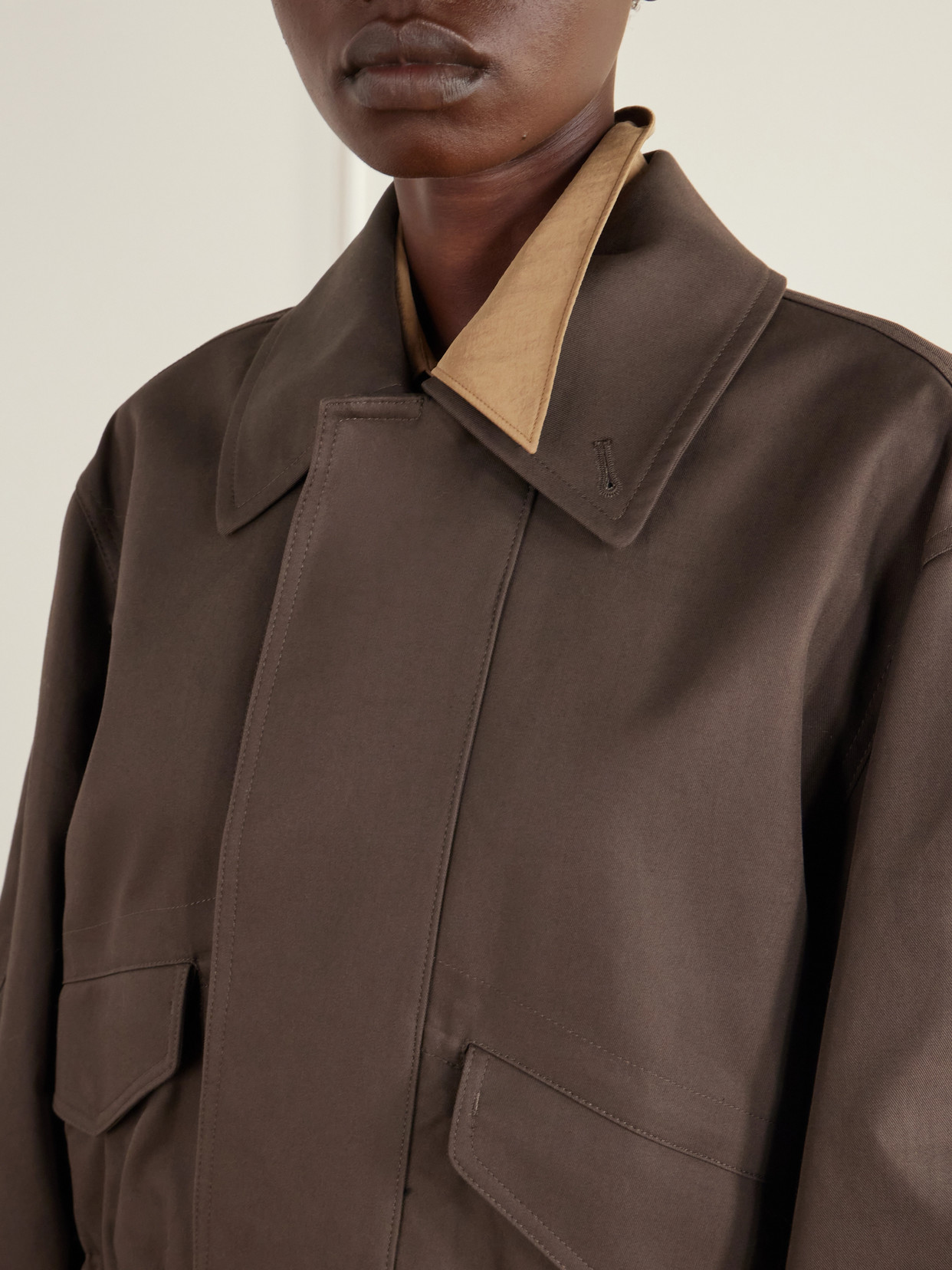 Gathered Cotton-Twill Jacket